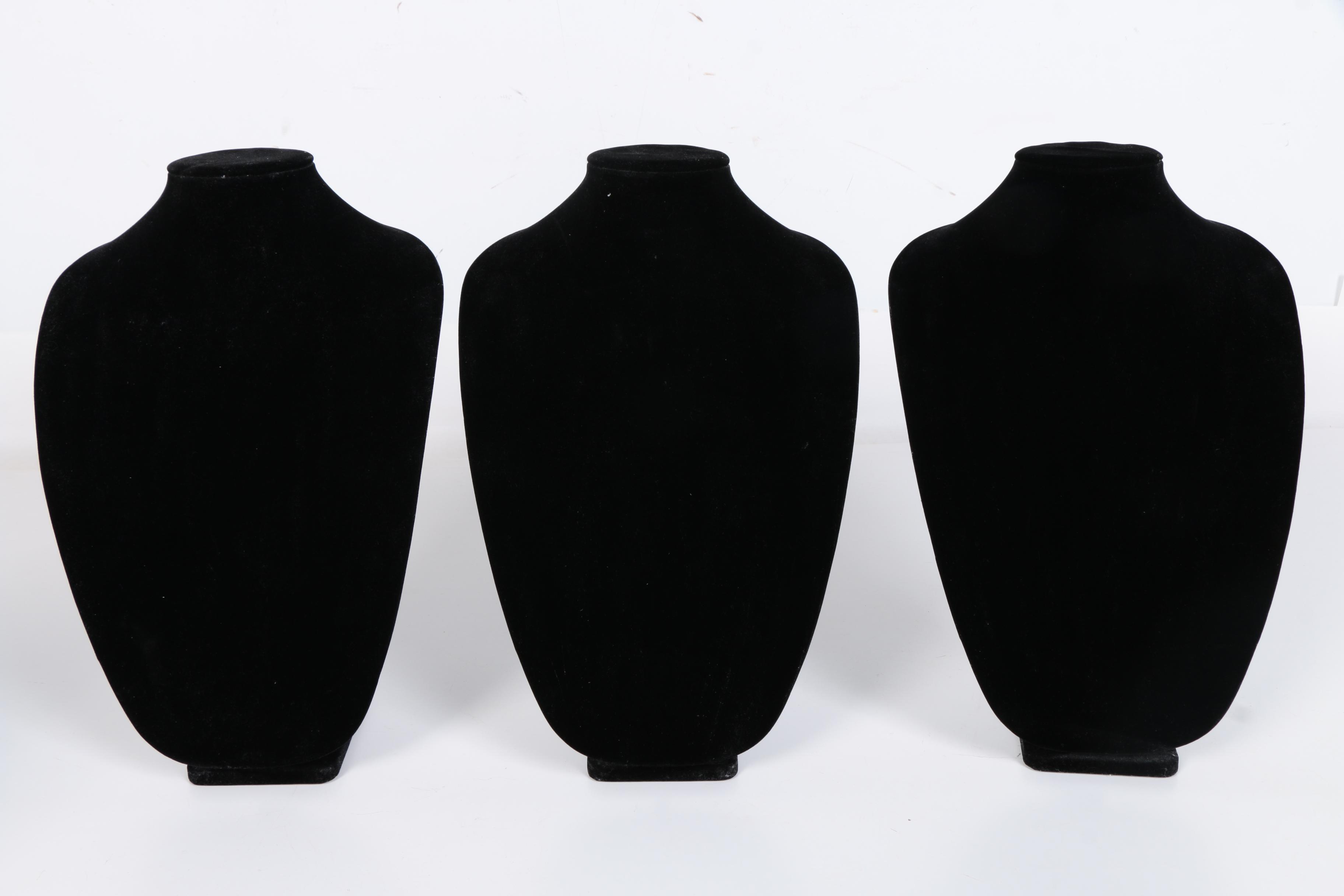 Assorted Black Velvet Necklace Displays and Ring Display