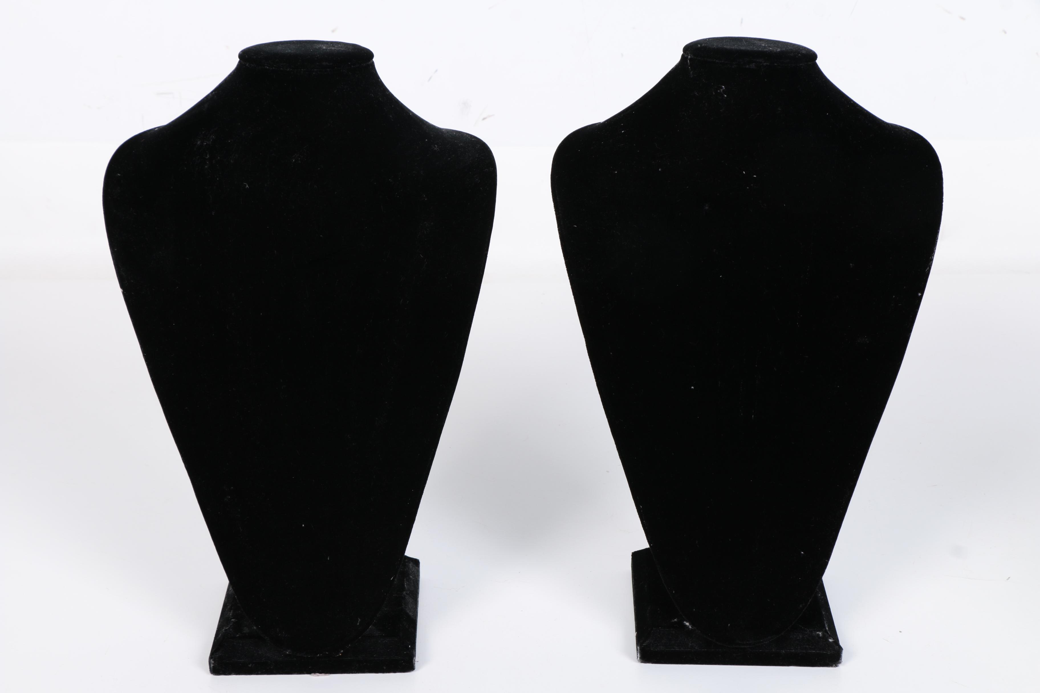 Assorted Black Velvet Necklace Displays and Ring Display