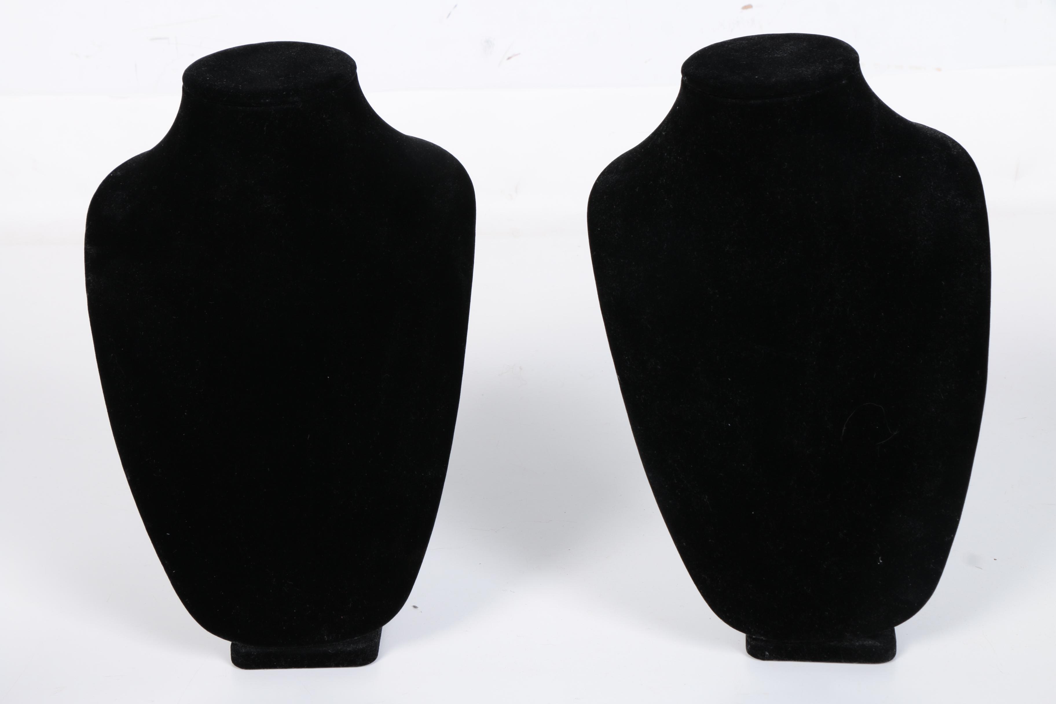 Assorted Black Velvet Necklace Displays and Ring Display