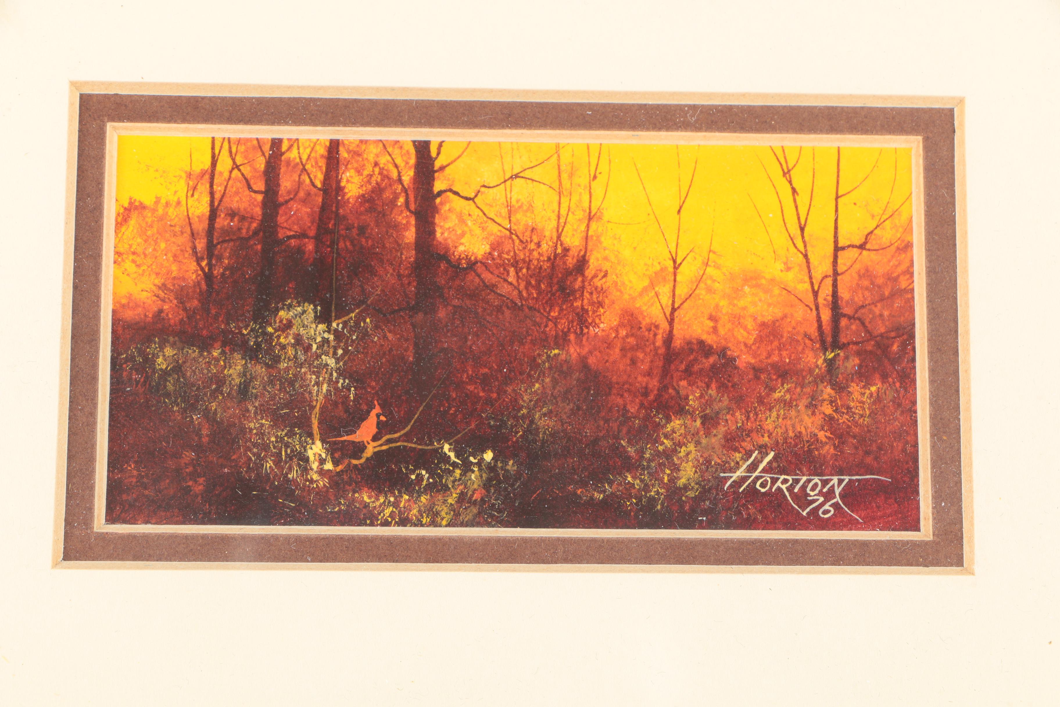 Horton Gouache Landscape with Cardinal