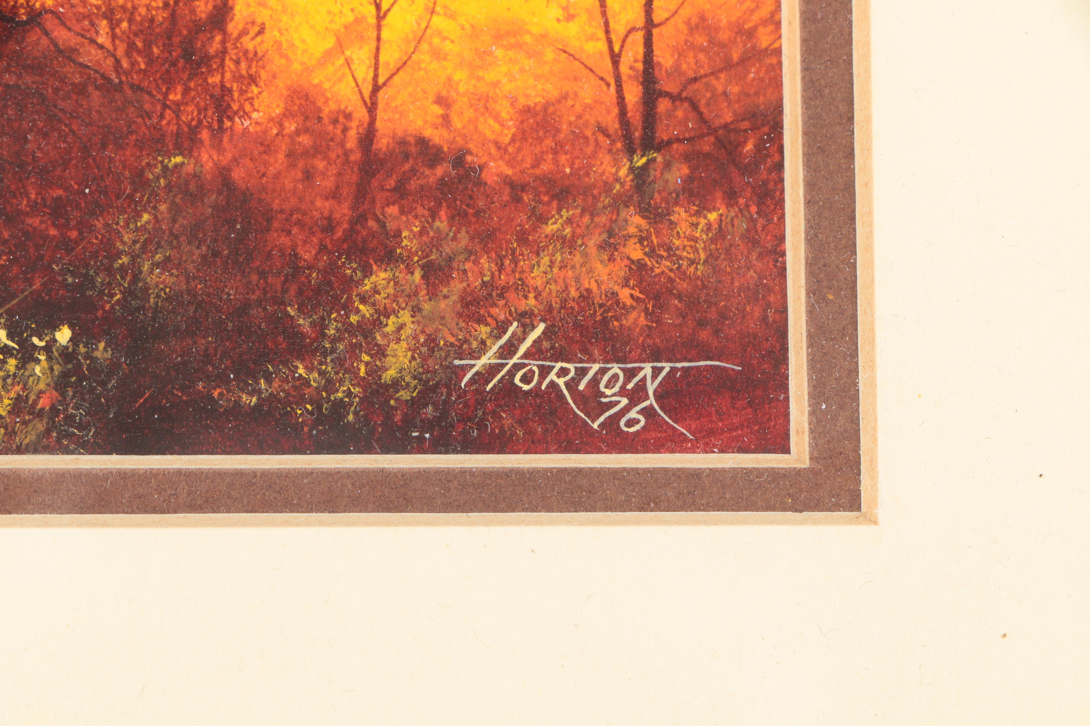 Horton Gouache Landscape with Cardinal