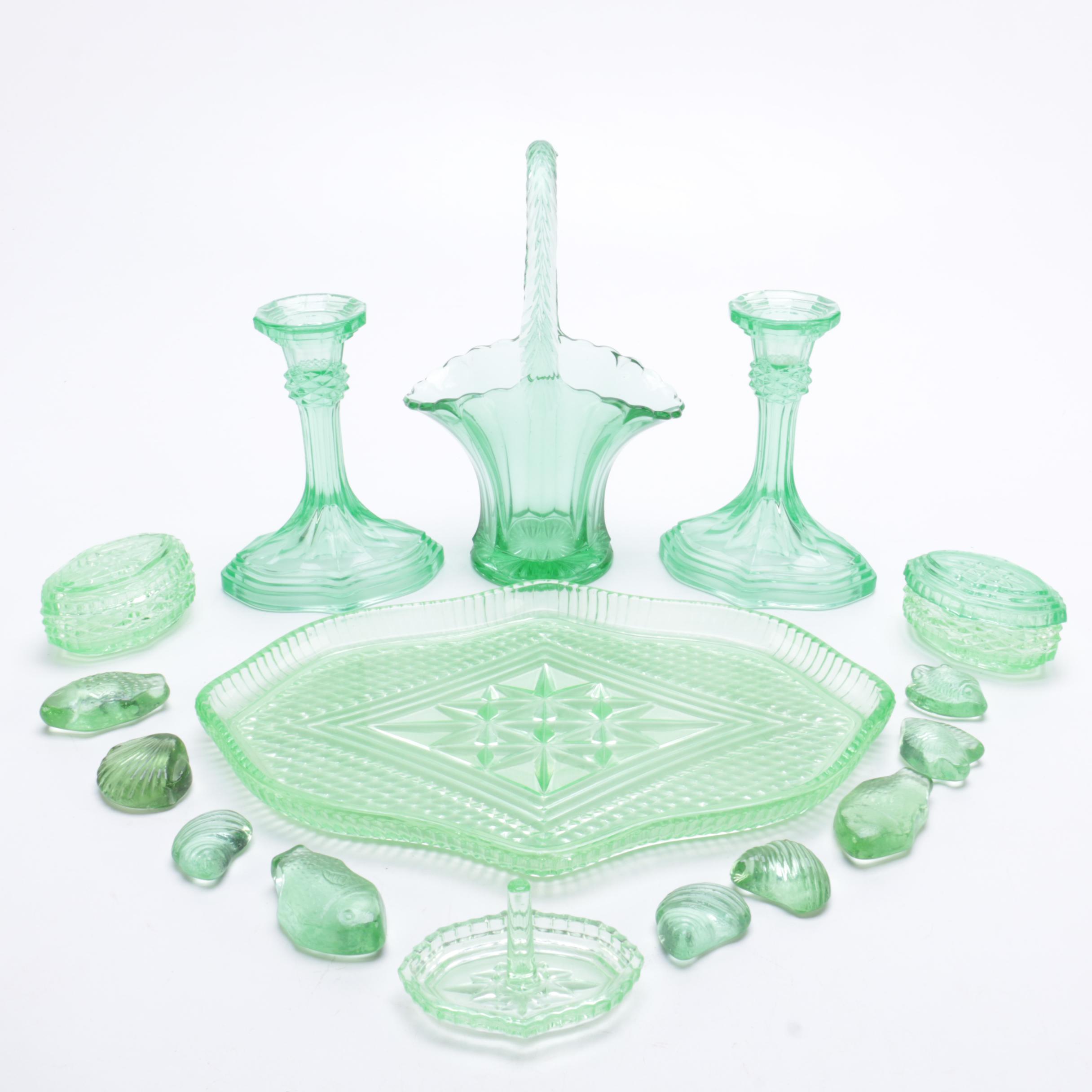 Green Glass Home Decor and Tableware