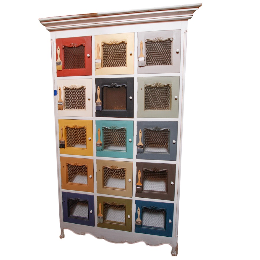 Decorative Storage Cabinet With Paintbrush Label Plates