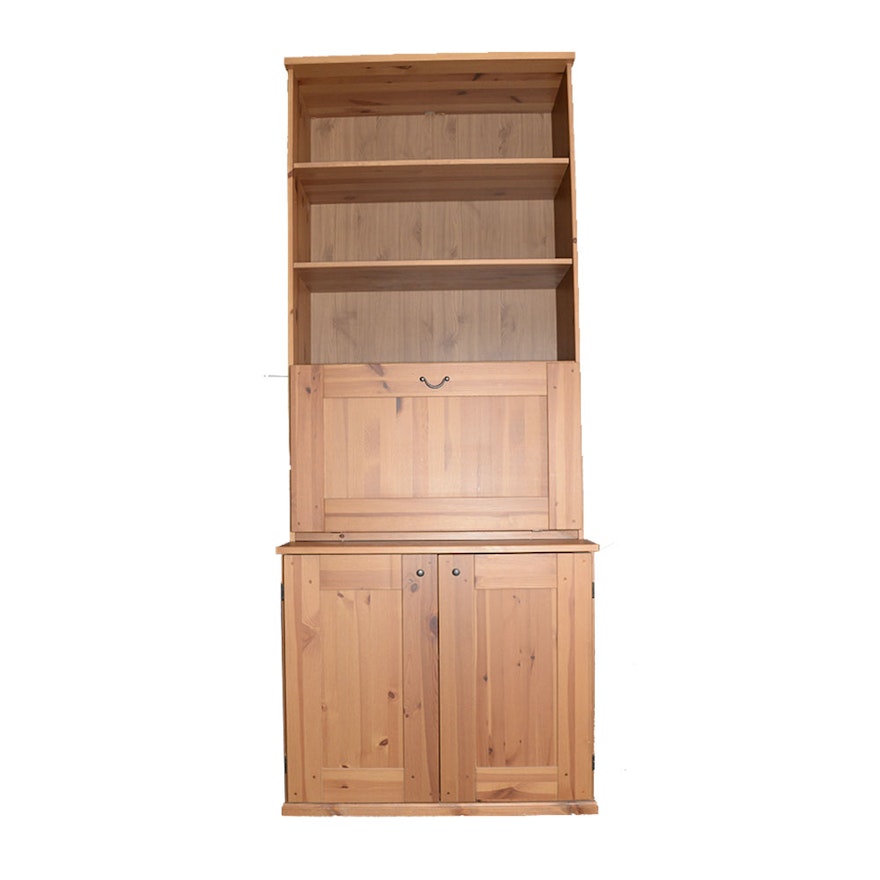 Pine Fall-Front Secretary Bookshelf