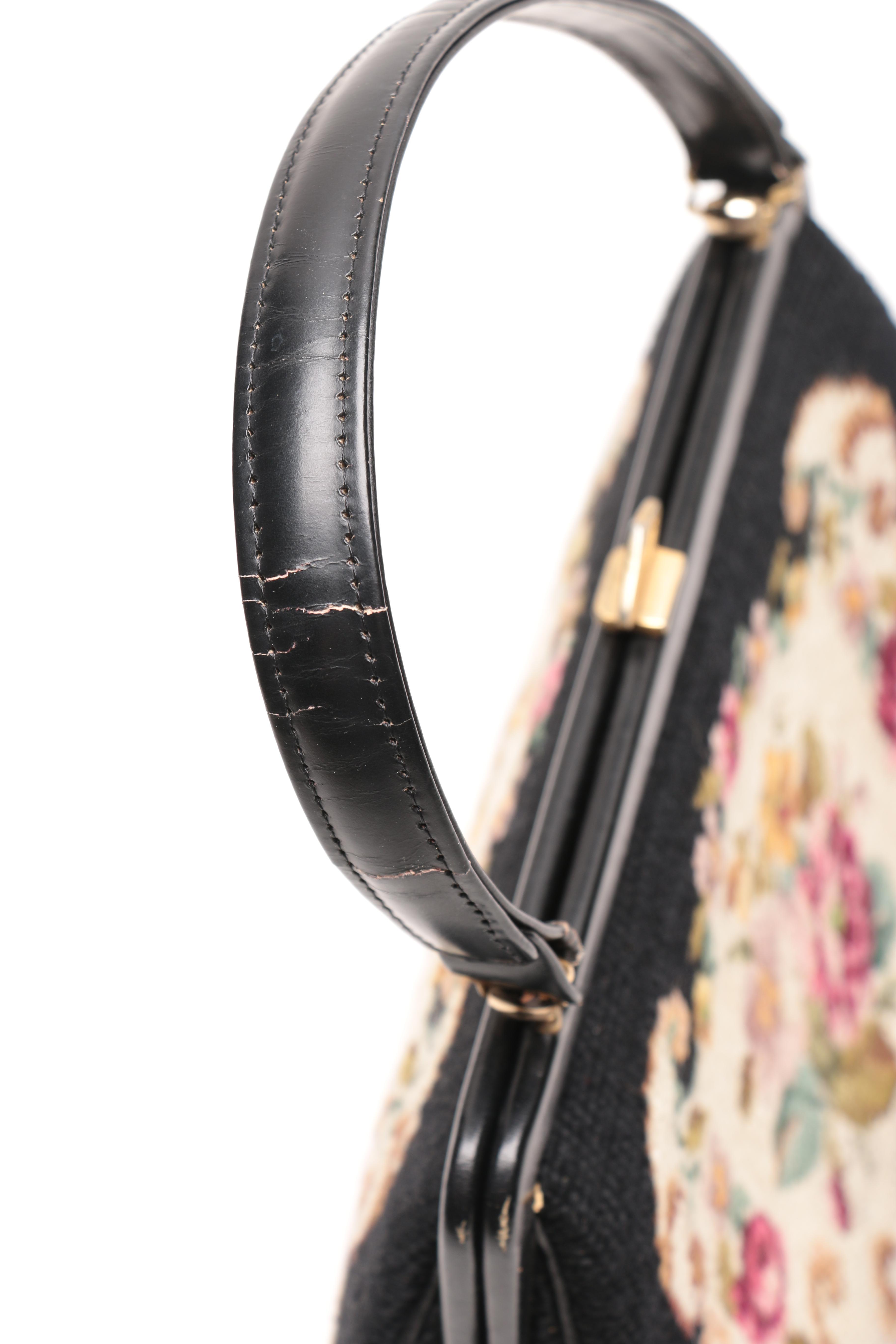 Vintage Embroidered Tapestry Handbag, Gloves and Kerchief