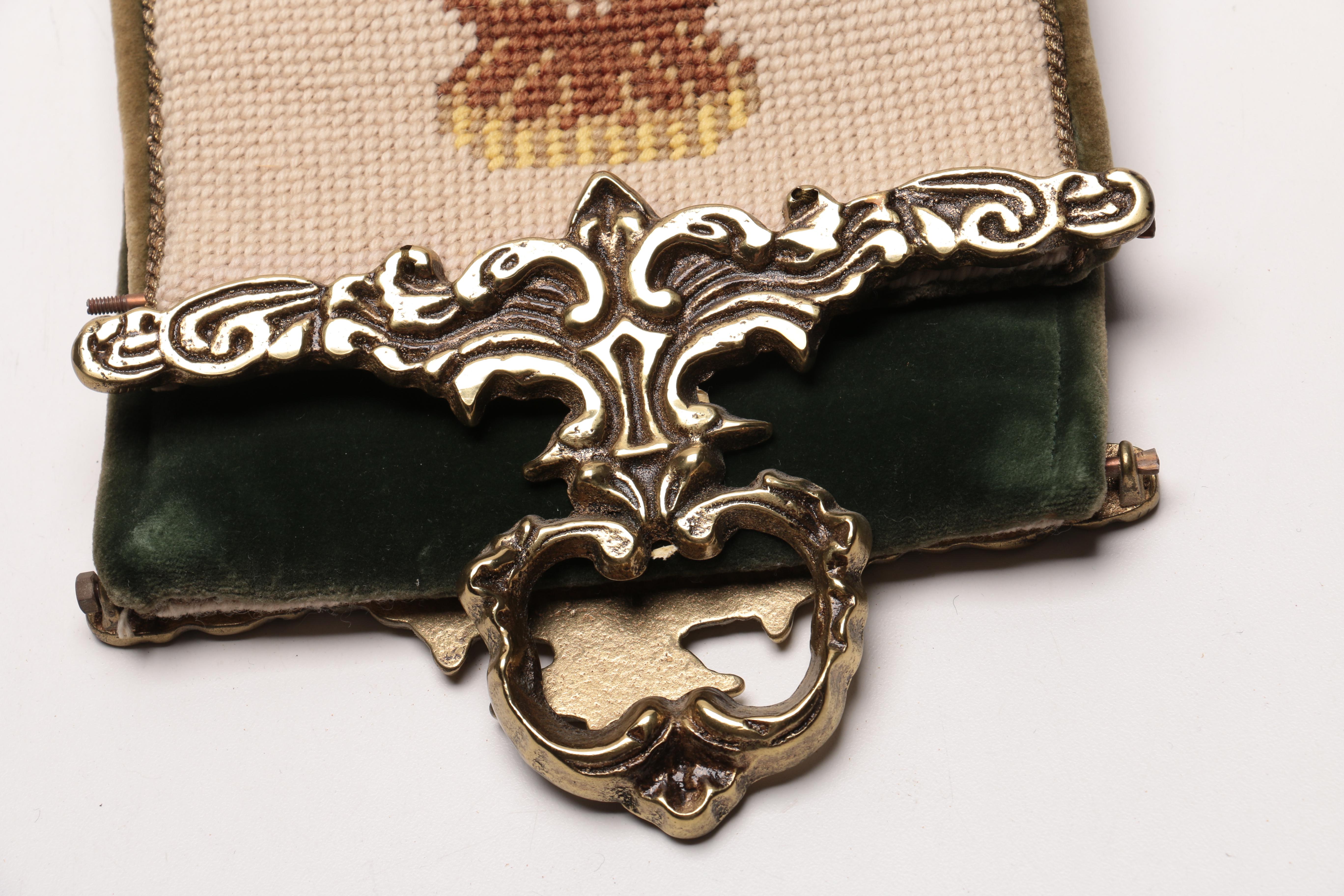 Vintage Embroidered Tapestry Handbag, Gloves and Kerchief