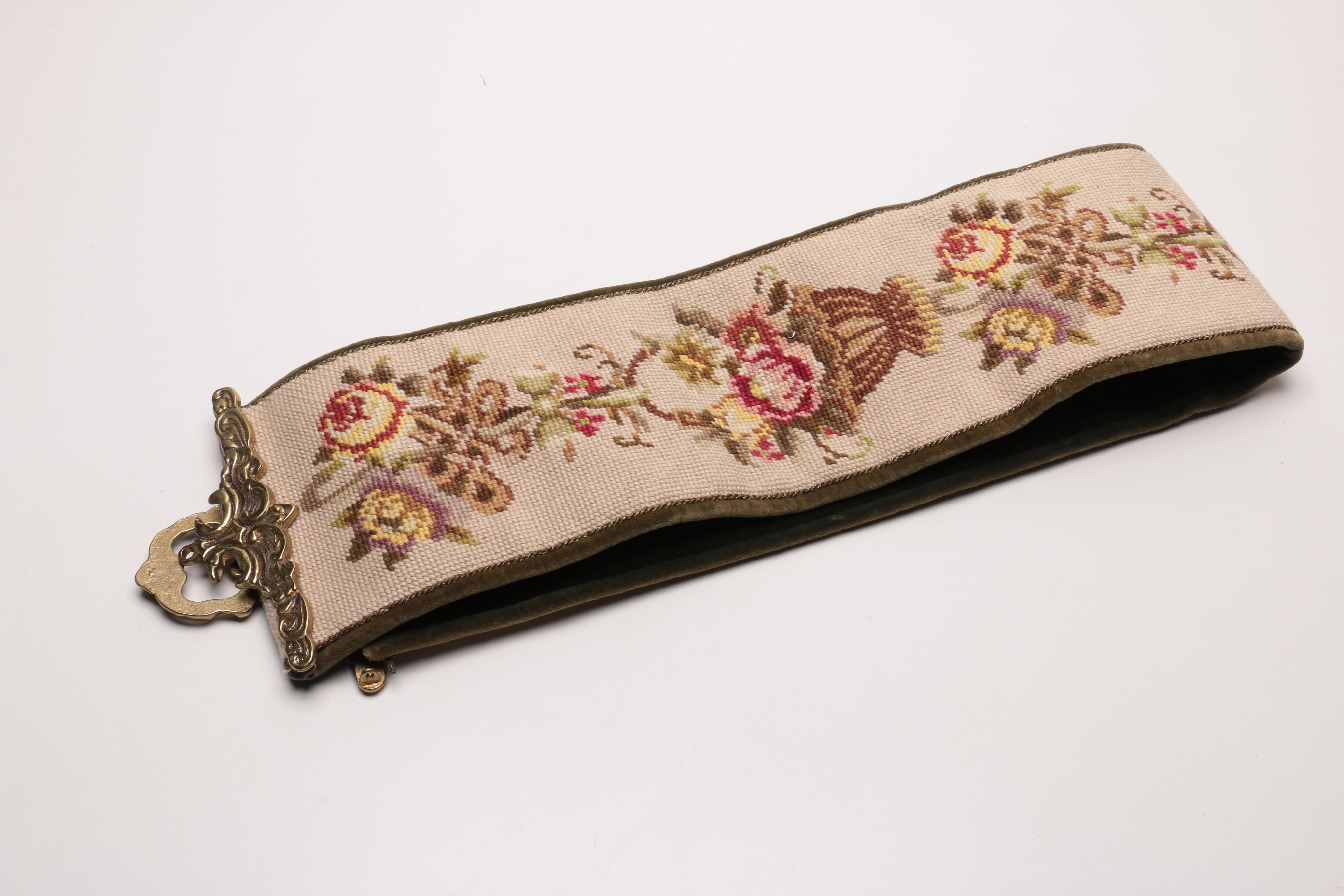 Vintage Embroidered Tapestry Handbag, Gloves and Kerchief