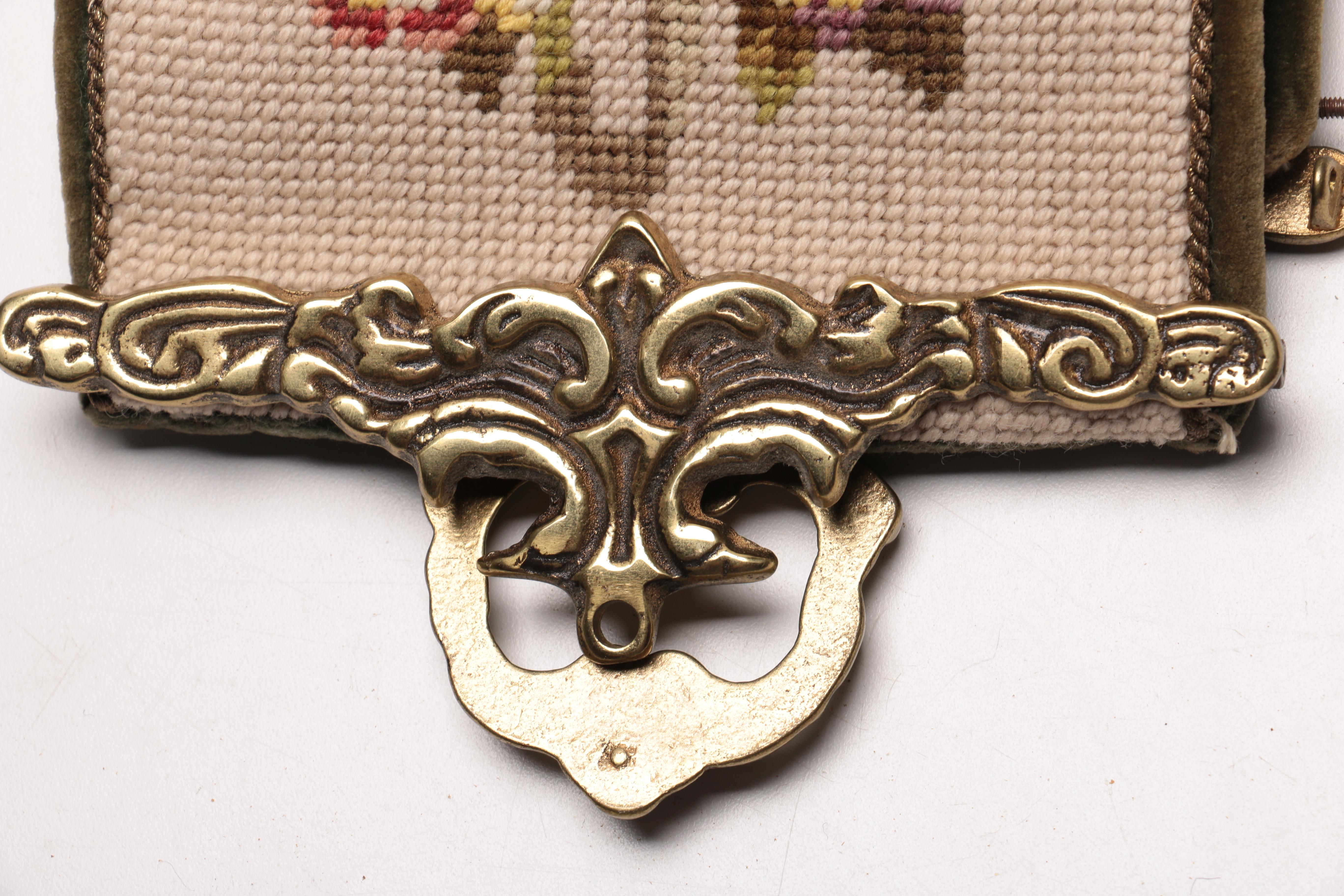 Vintage Embroidered Tapestry Handbag, Gloves and Kerchief