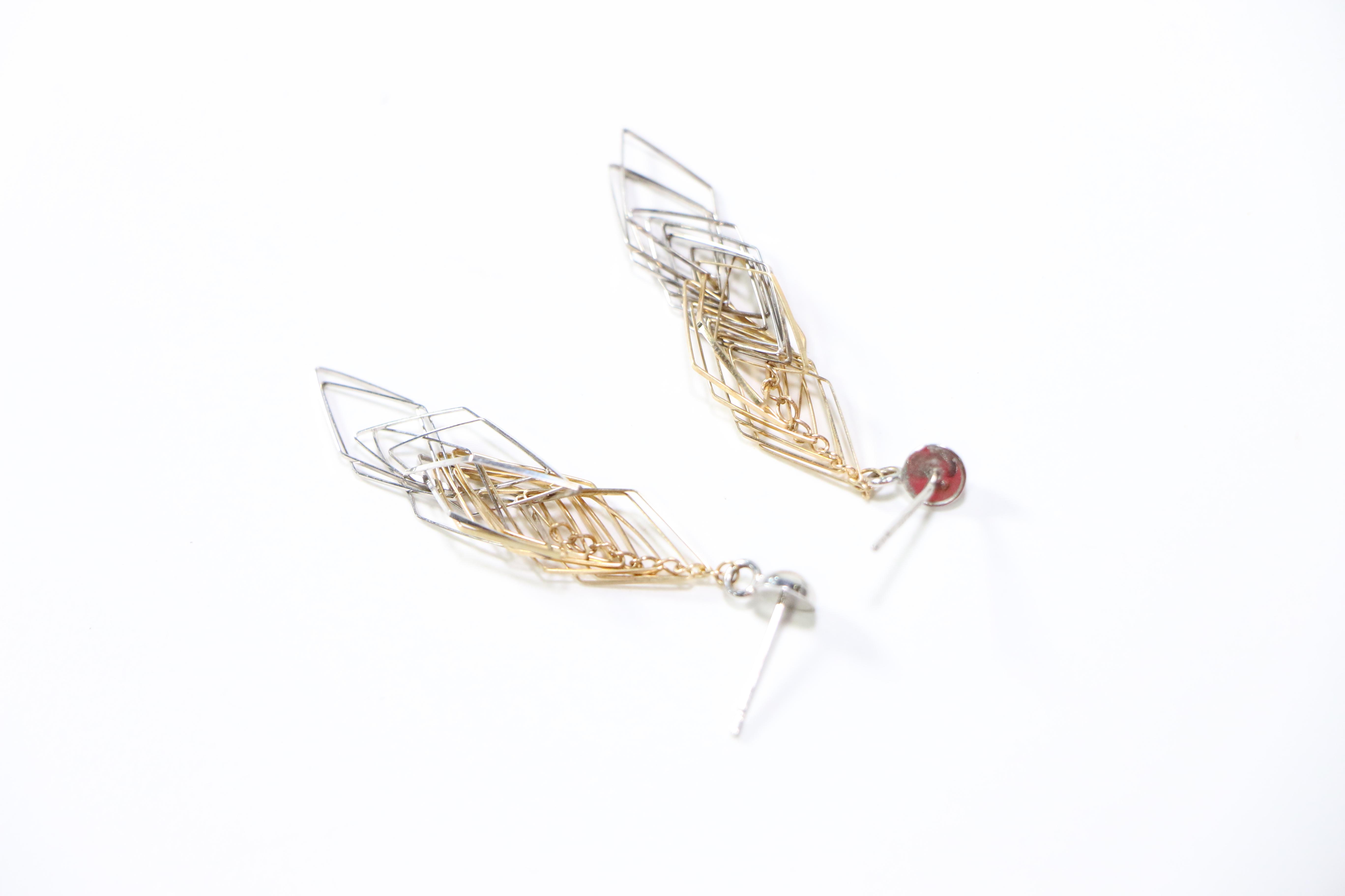 Sterling Silver Necklace and Earring Pair With 10K Gold Accents