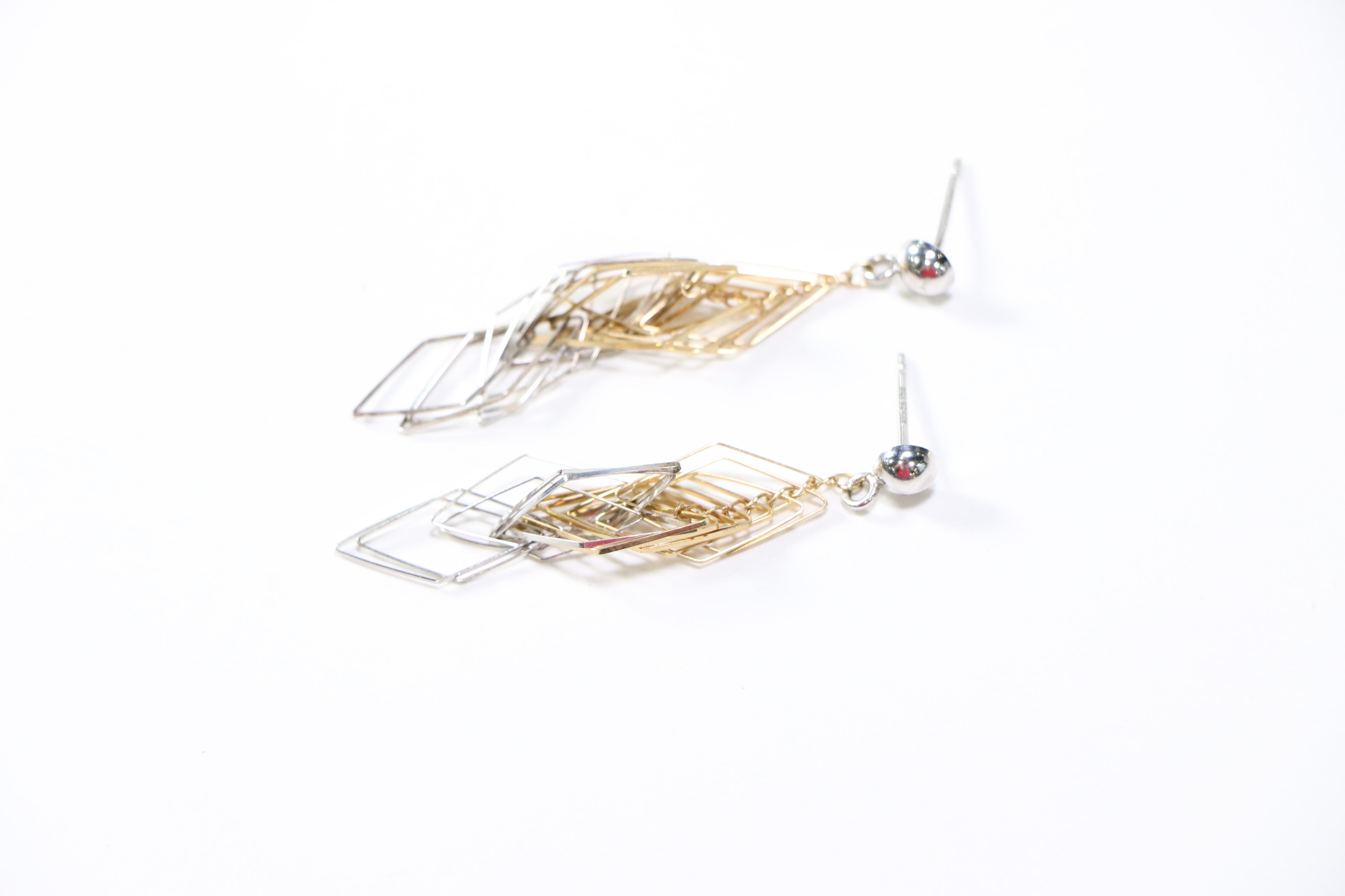 Sterling Silver Necklace and Earring Pair With 10K Gold Accents