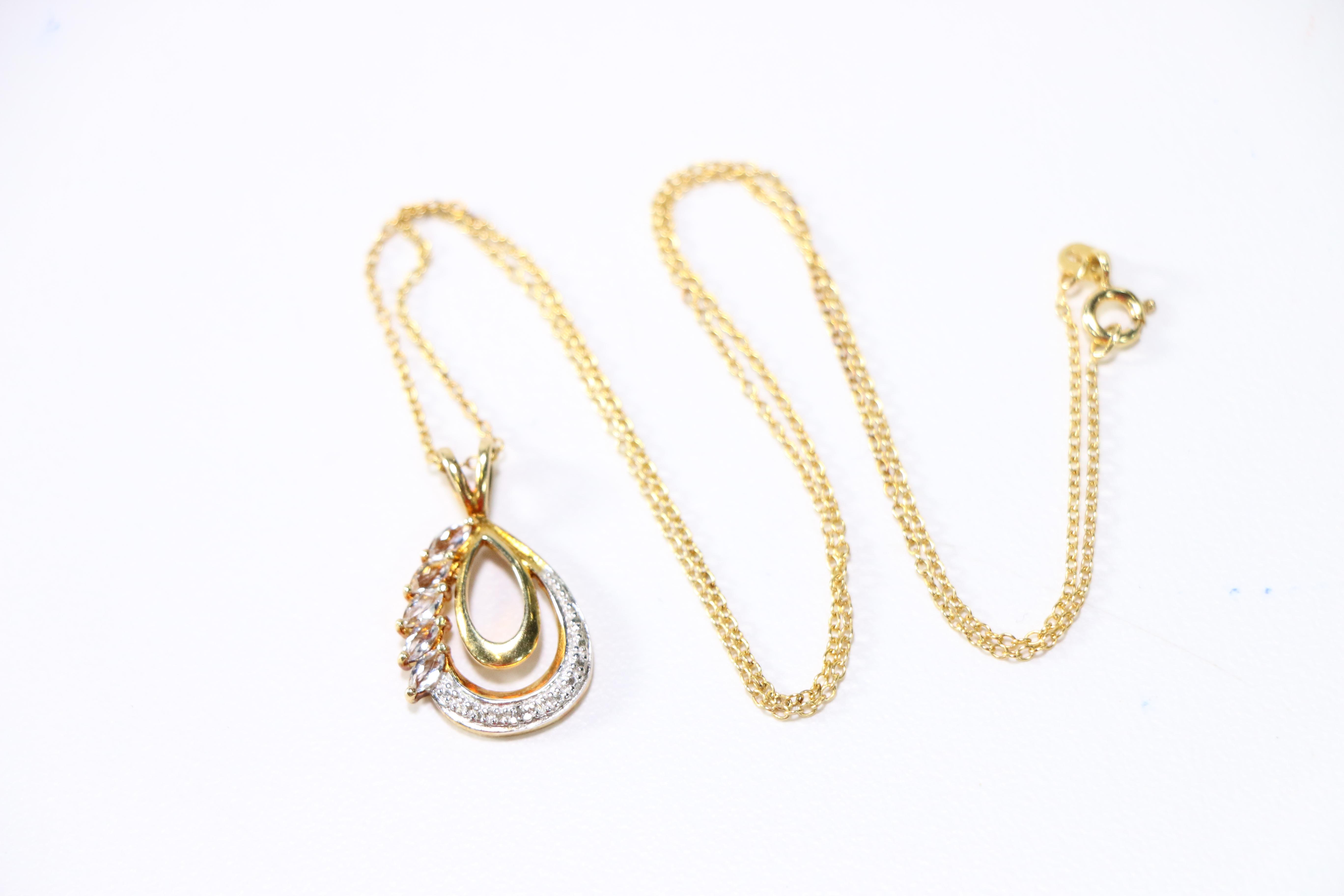 Gold Wash Sterling Silver Necklaces and Pendants With Diamonds