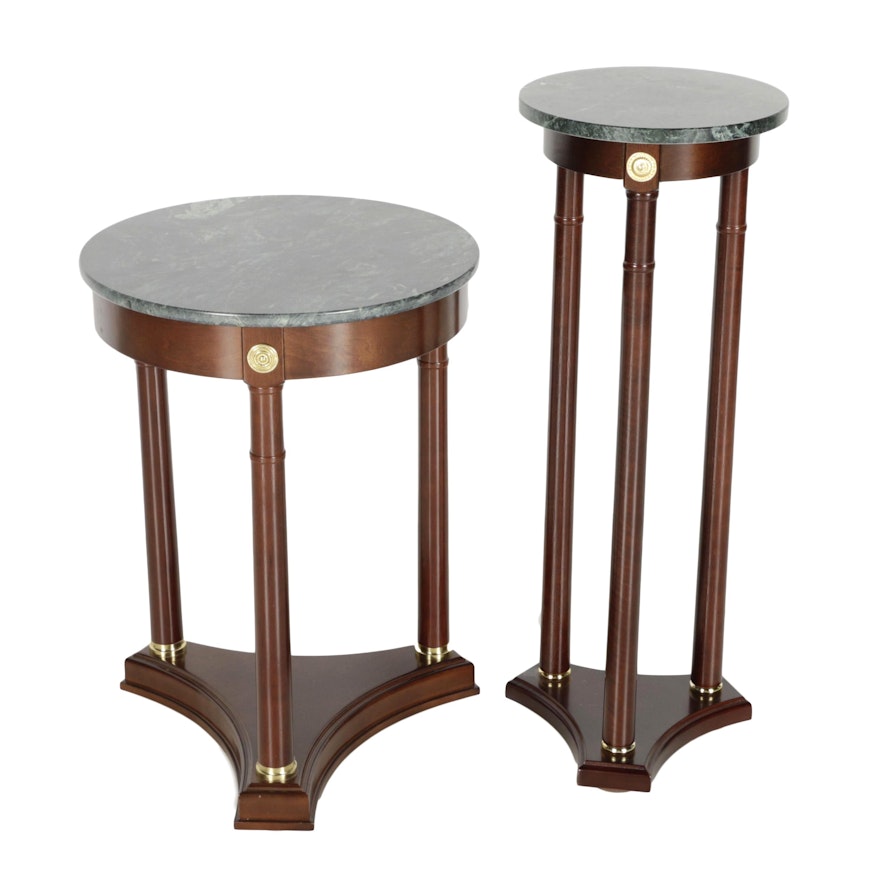 Marble Top Side Table and Plant Stand