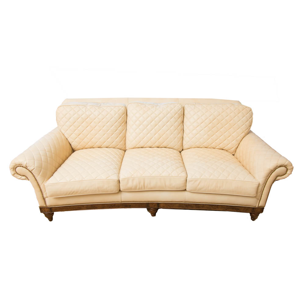 Ivory Leather Sofa by Hancock & Moore