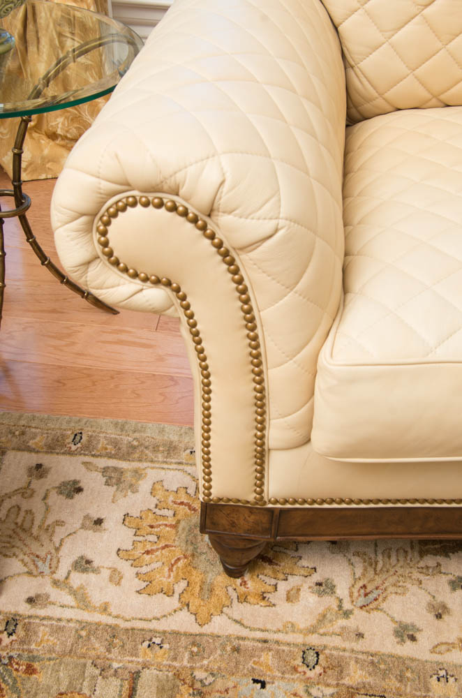 Ivory Leather Sofa by Hancock & Moore