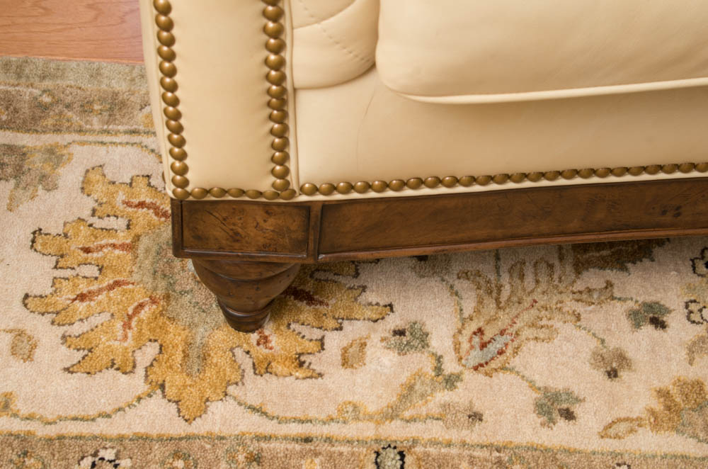 Ivory Leather Sofa by Hancock & Moore