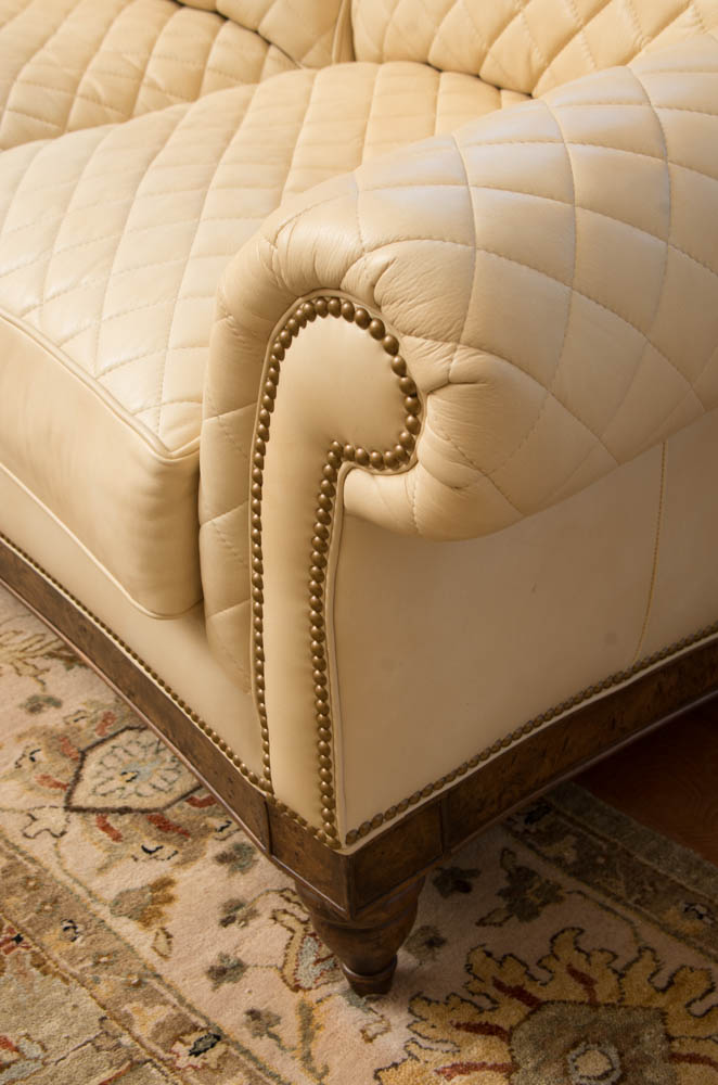 Ivory Leather Sofa by Hancock & Moore