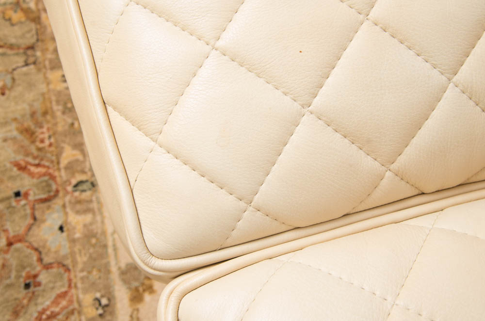 Ivory Leather Sofa by Hancock & Moore