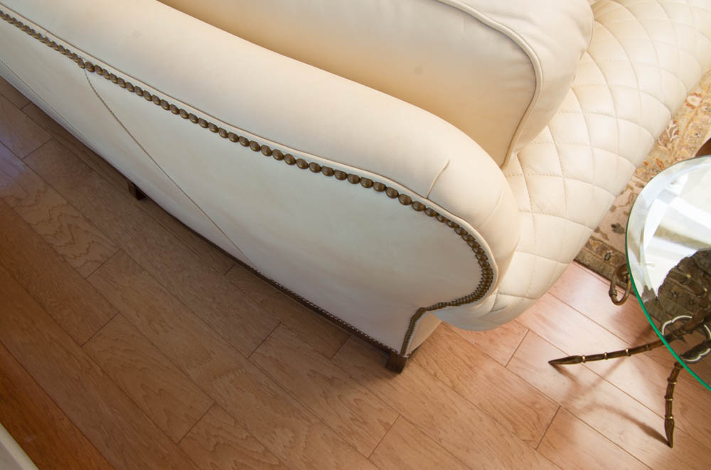 Ivory Leather Sofa by Hancock & Moore