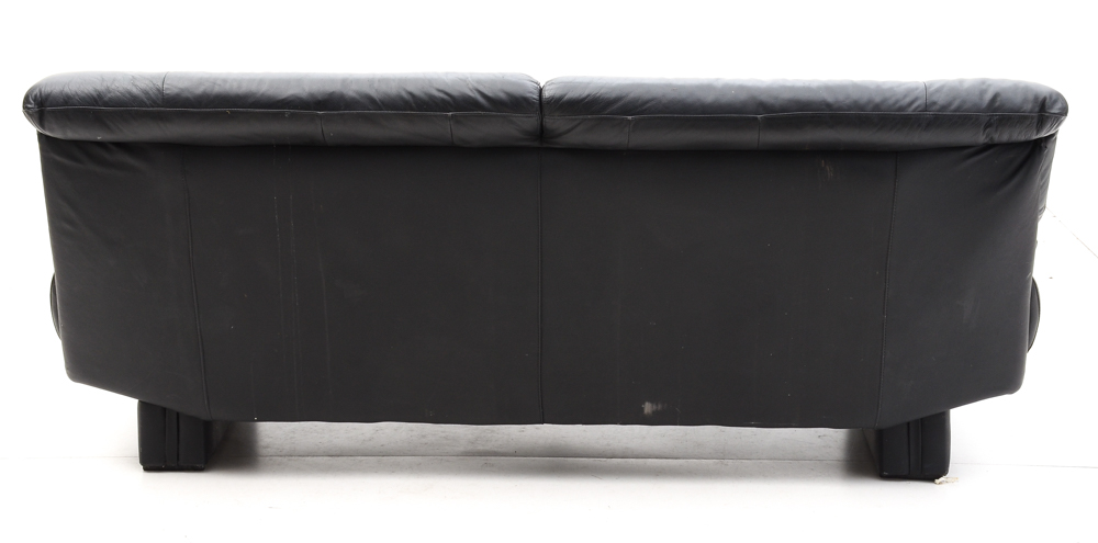 Black Leather Italian Style Modern Sofa