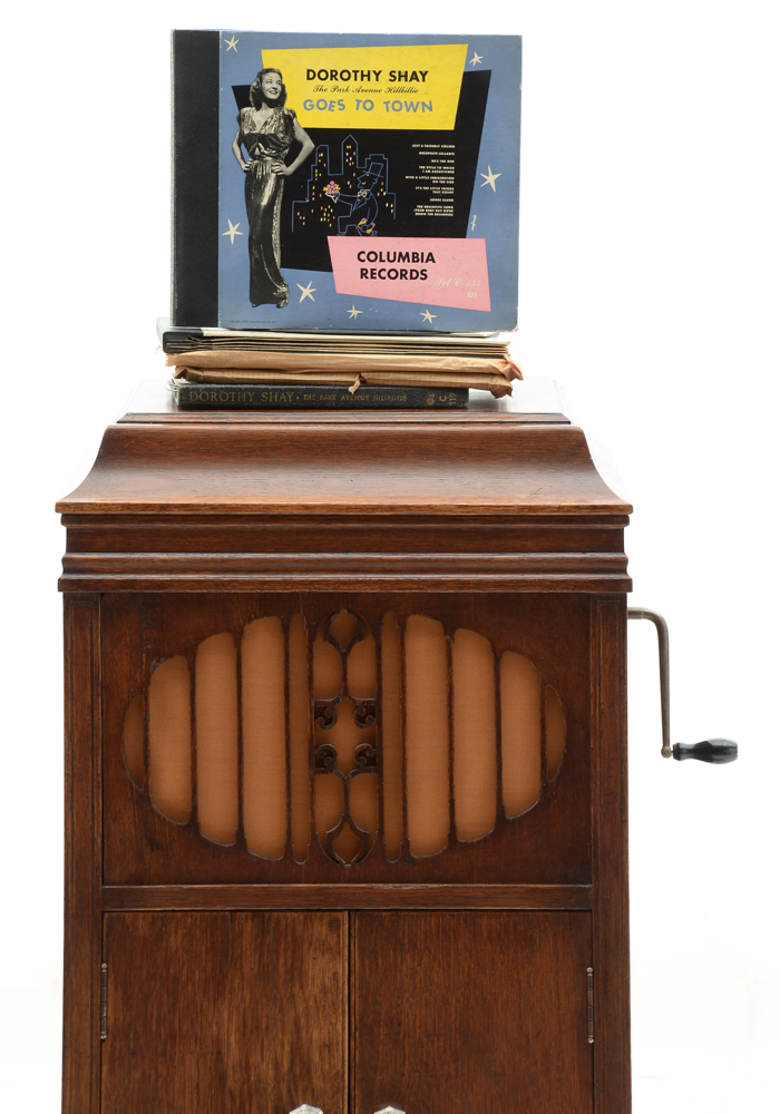 Brunswick Model 210 Oak Phonograph with Records