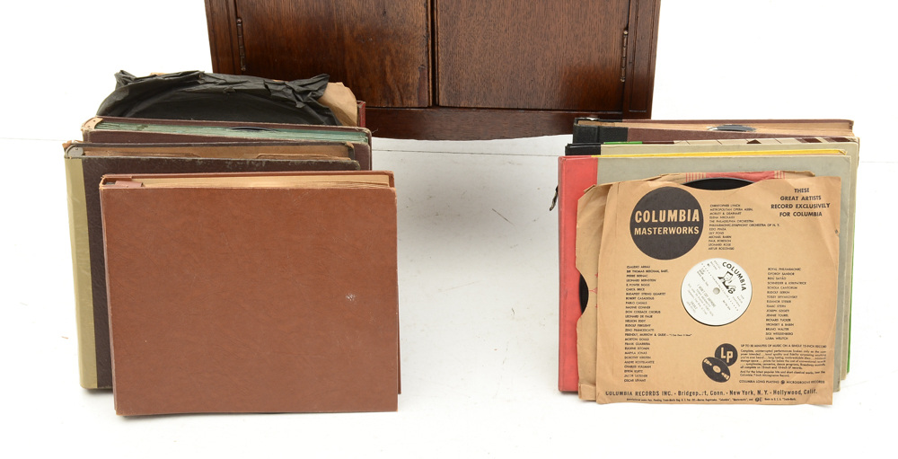 Brunswick Model 210 Oak Phonograph with Records