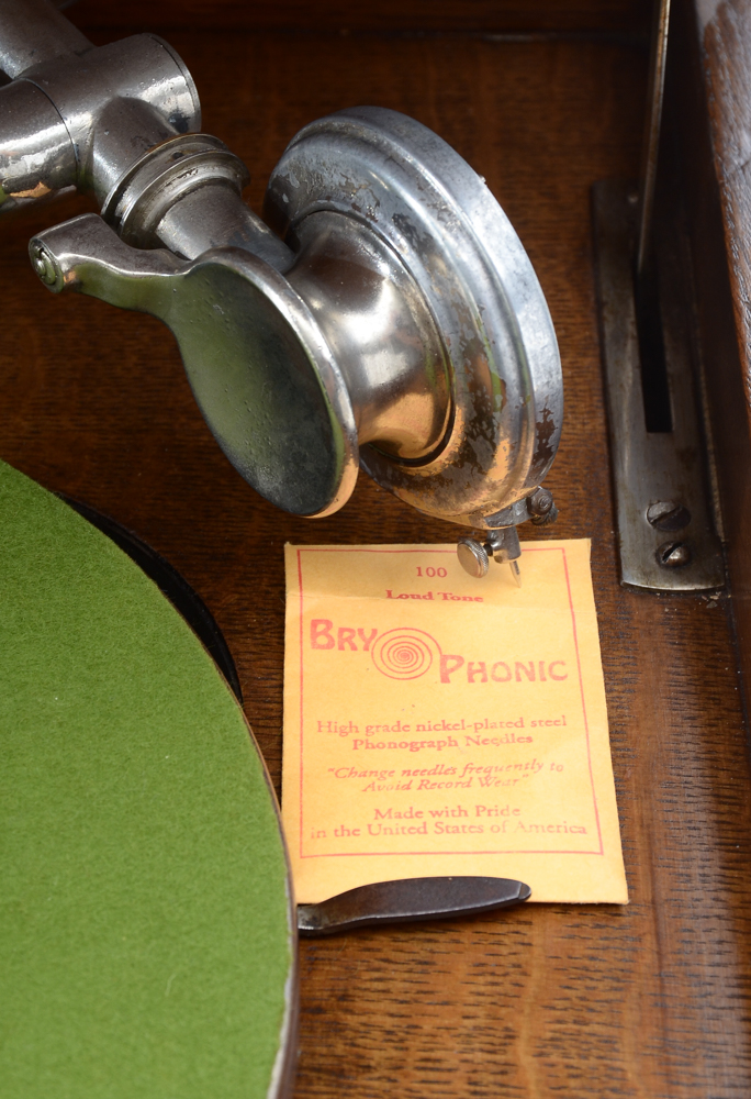 Brunswick Model 210 Oak Phonograph with Records