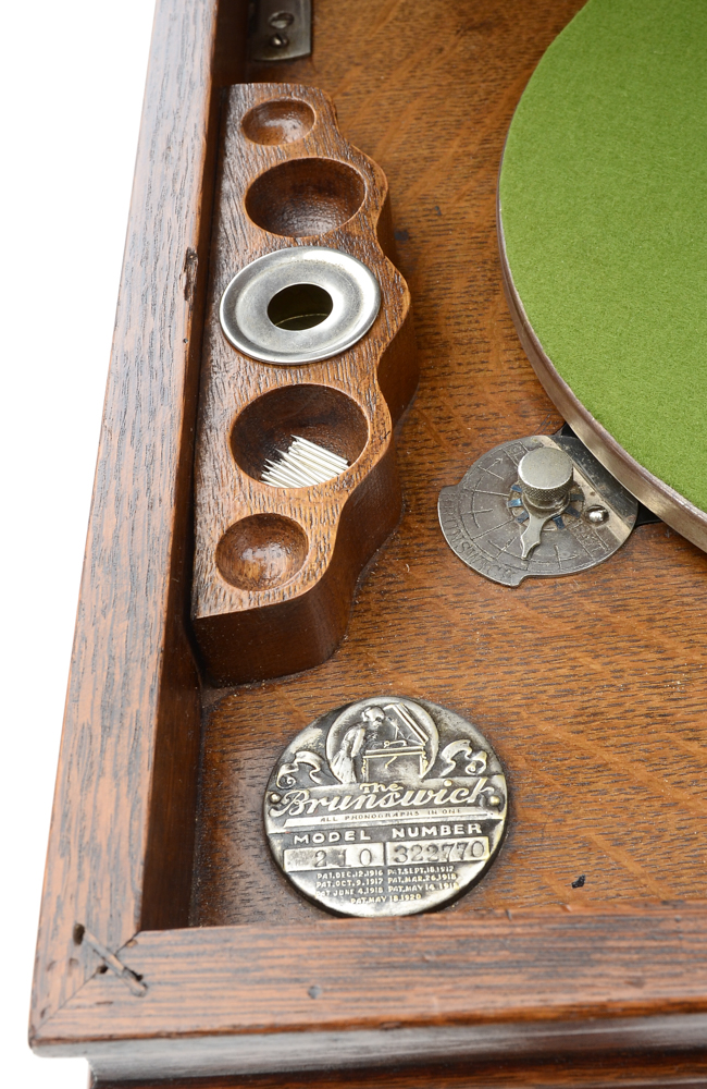 Brunswick Model 210 Oak Phonograph with Records