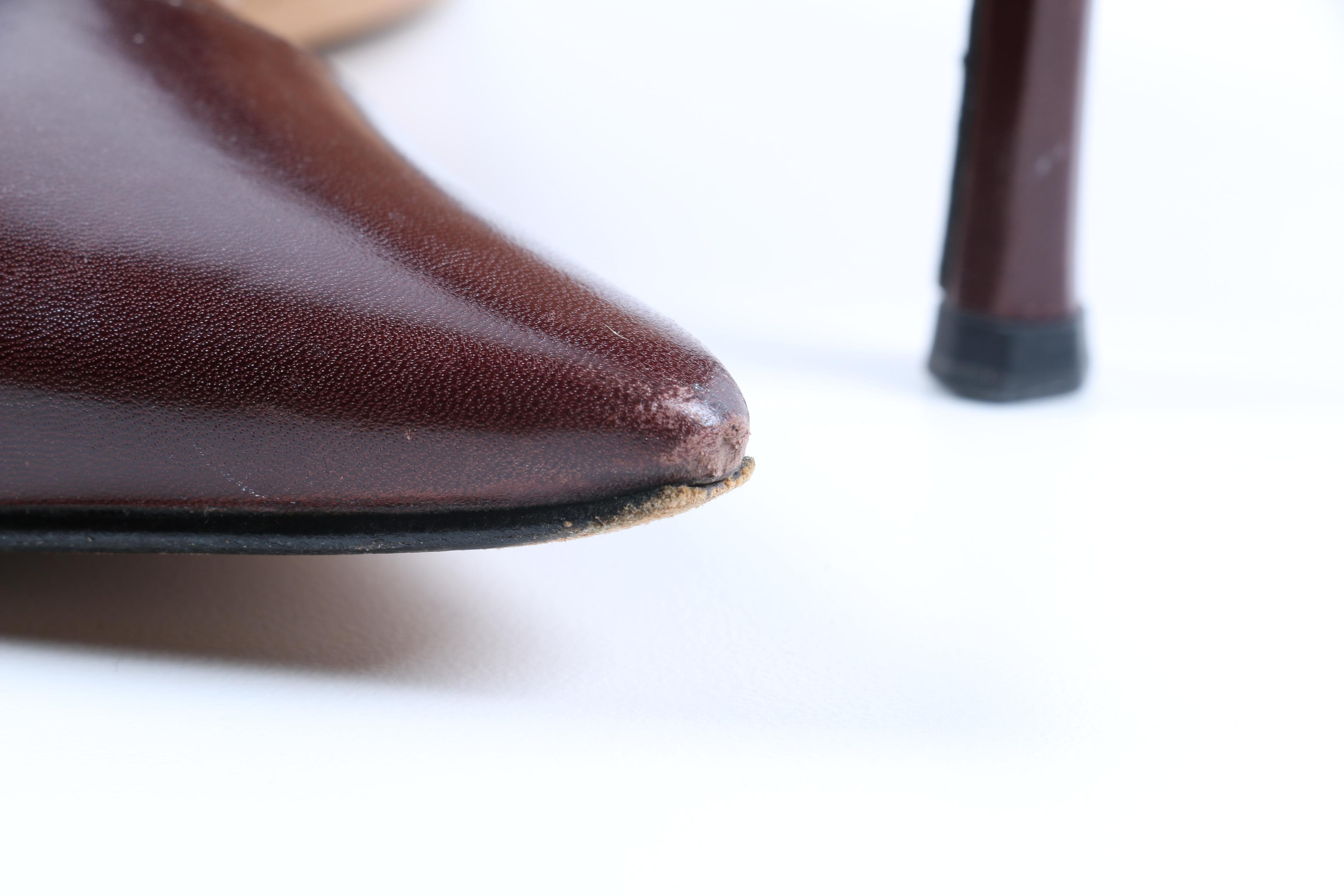 Pair of Jimmy Choo Brown Leather Slingbacks