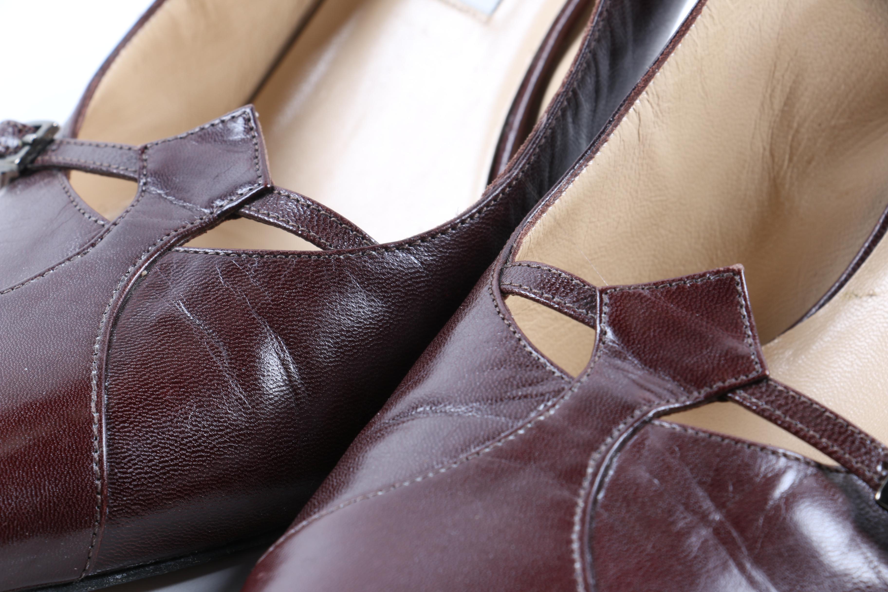 Pair of Jimmy Choo Brown Leather Slingbacks