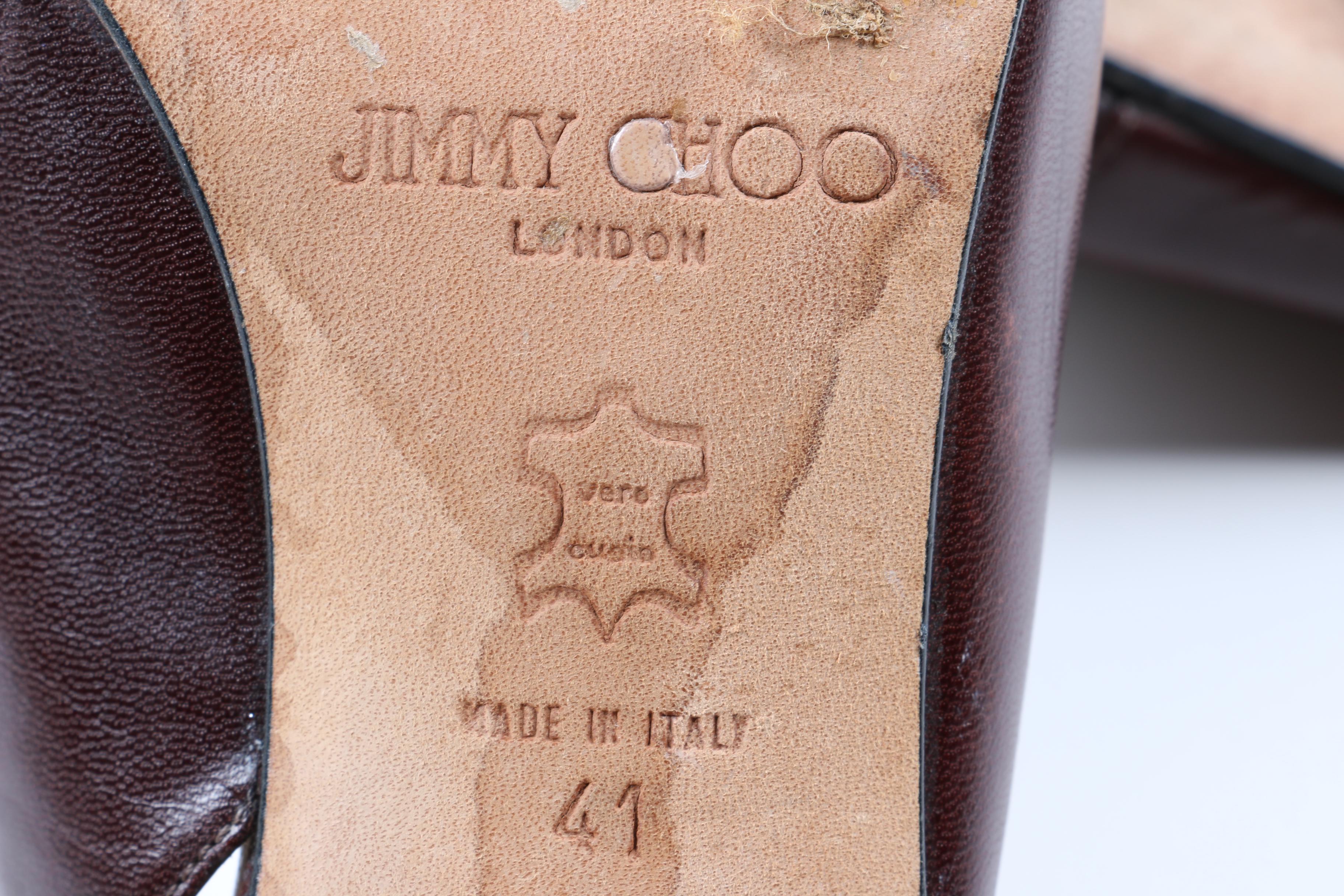 Pair of Jimmy Choo Brown Leather Slingbacks