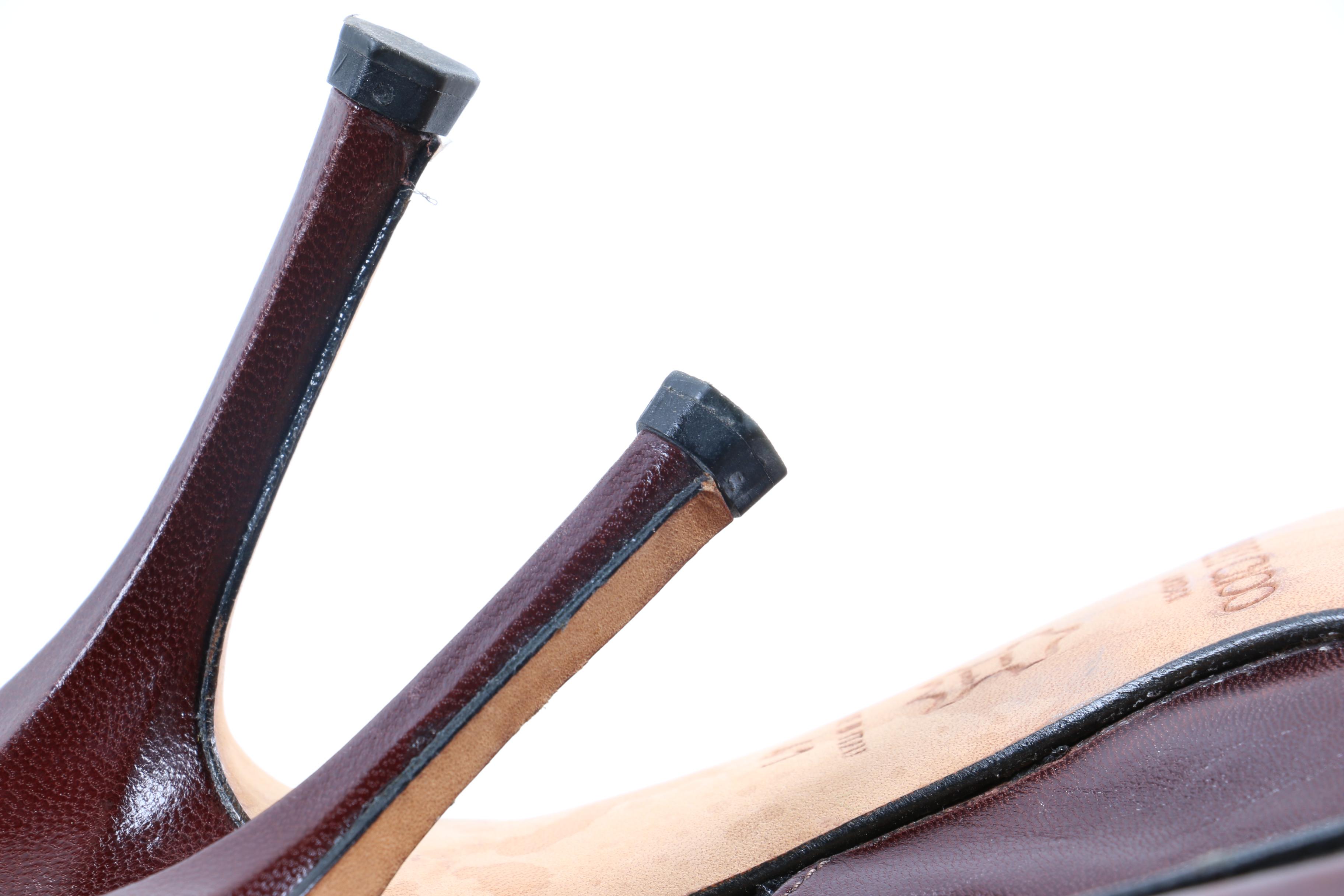 Pair of Jimmy Choo Brown Leather Slingbacks