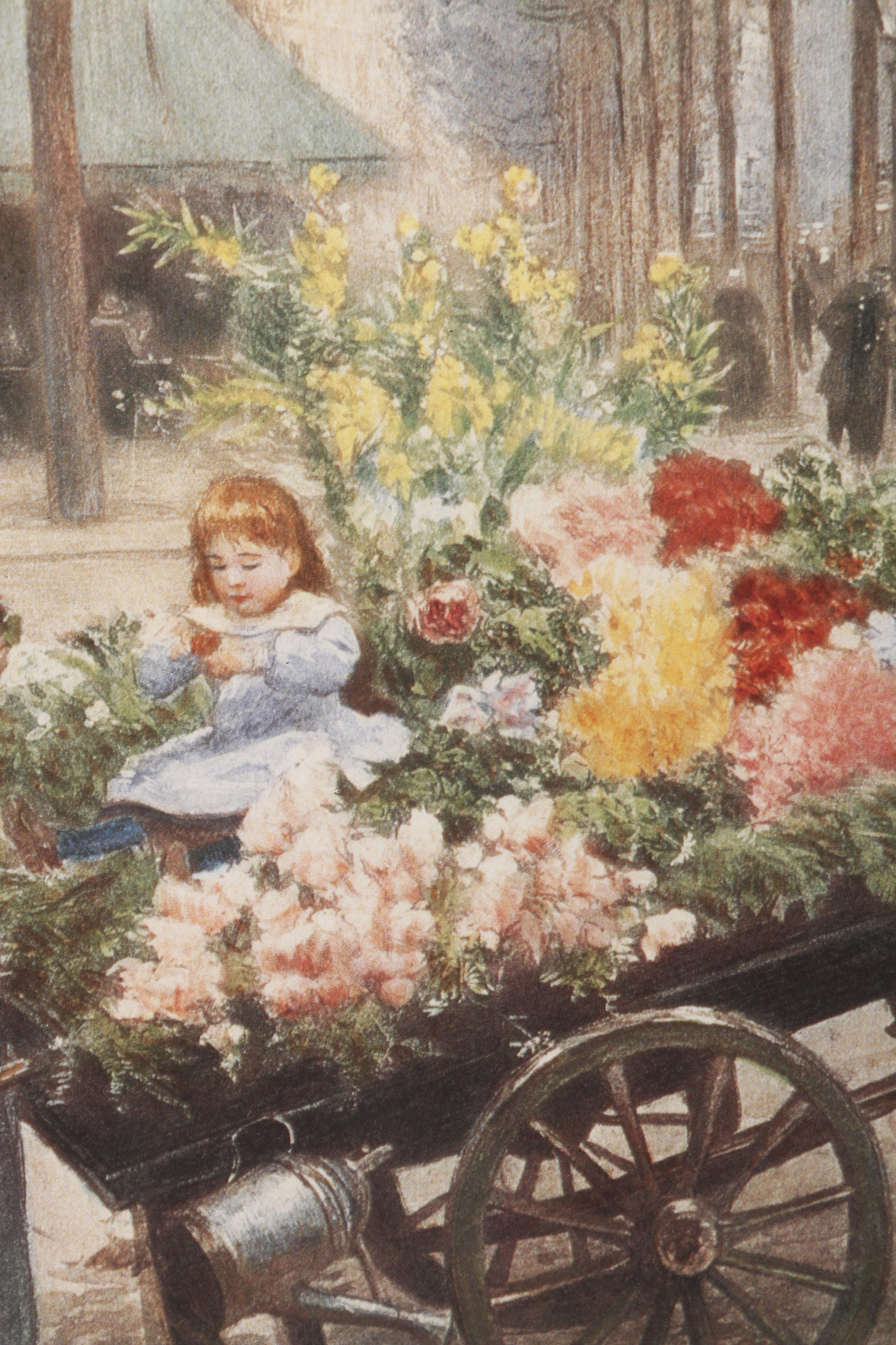 Offset Lithograph after Victor Gabriel Gilbert "Flower Cart"