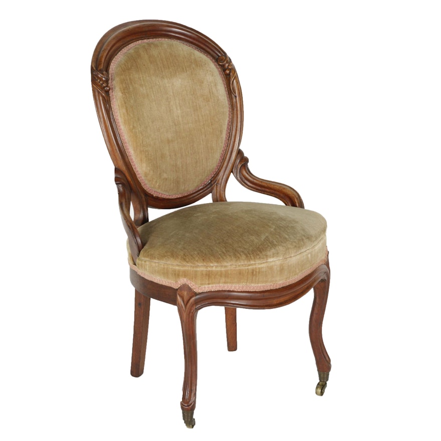 Rococo Revival Style Velvet Upholstered Dining Chair
