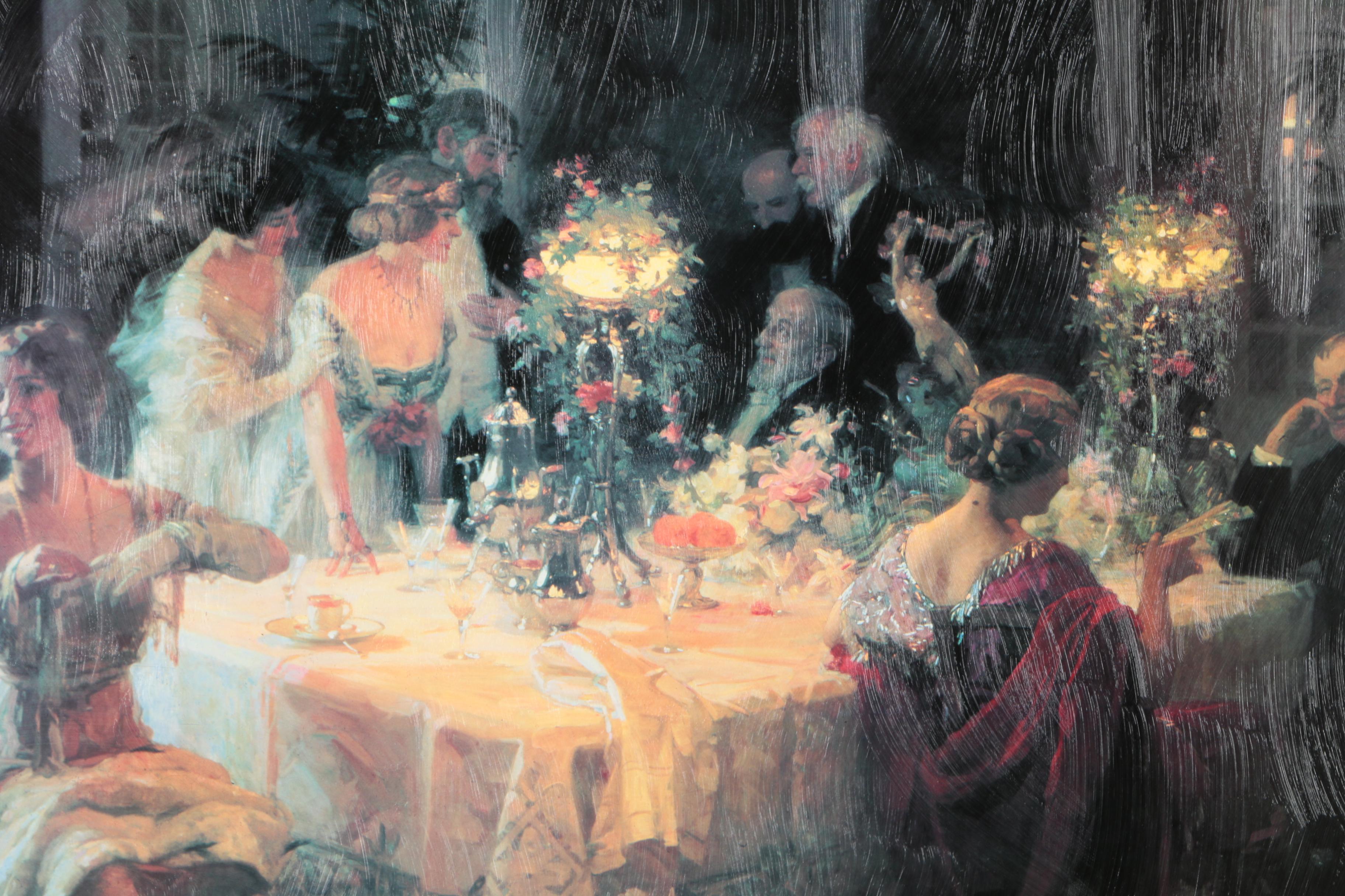 After Jules-Alexandre Grün Textured Offset Lithograph "The Dinner Party"