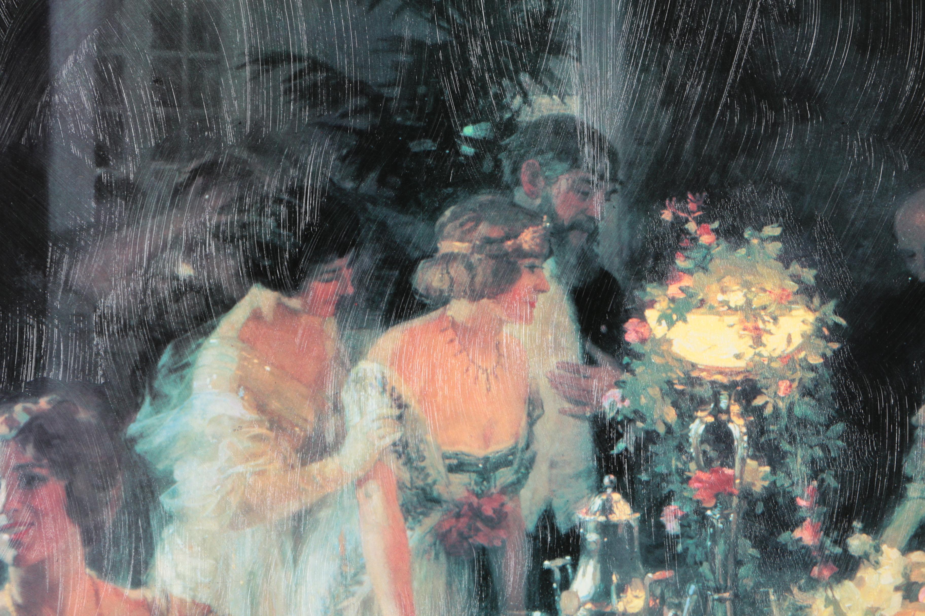 After Jules-Alexandre Grün Textured Offset Lithograph "The Dinner Party"