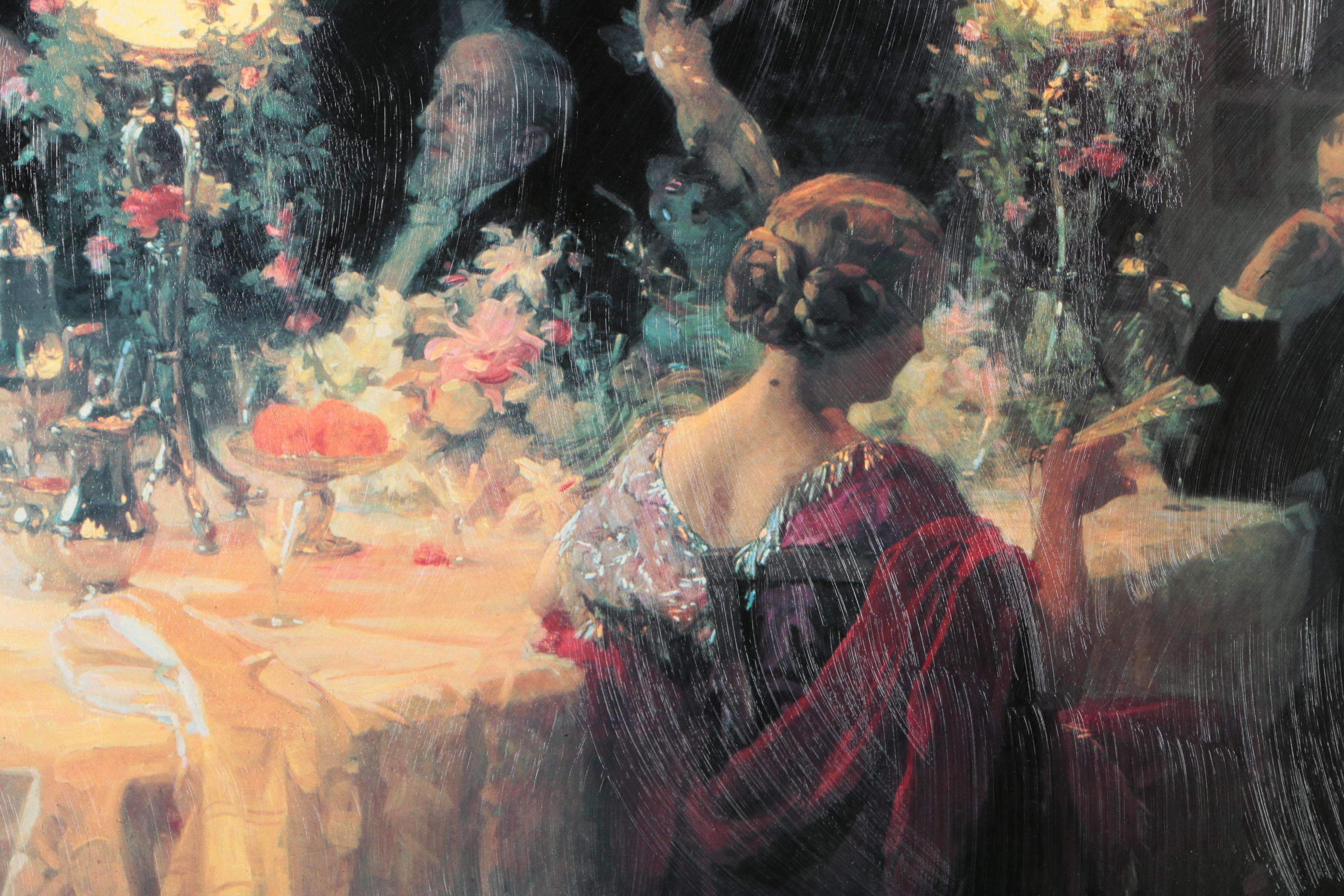 After Jules-Alexandre Grün Textured Offset Lithograph "The Dinner Party"