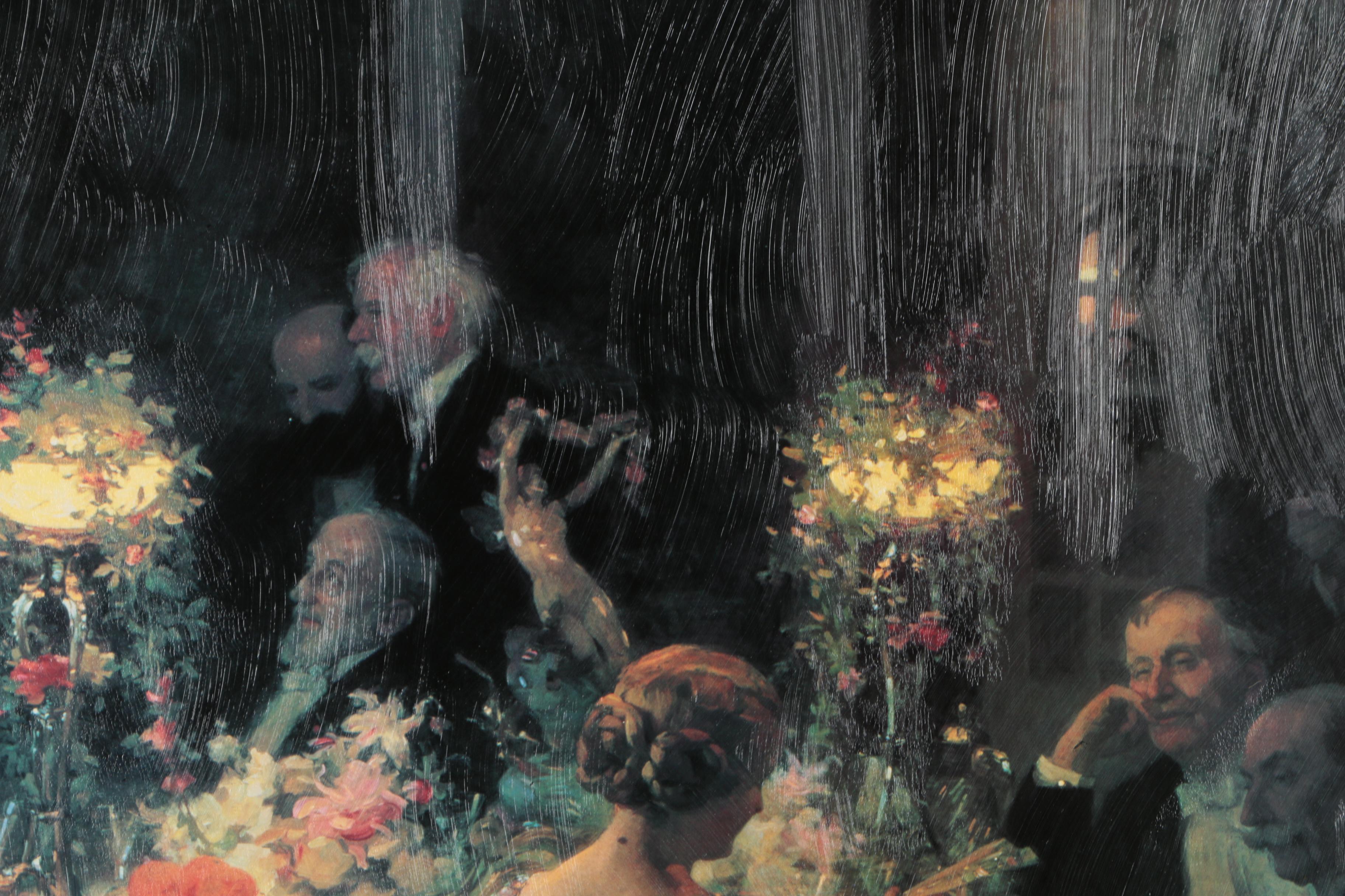 After Jules-Alexandre Grün Textured Offset Lithograph "The Dinner Party"