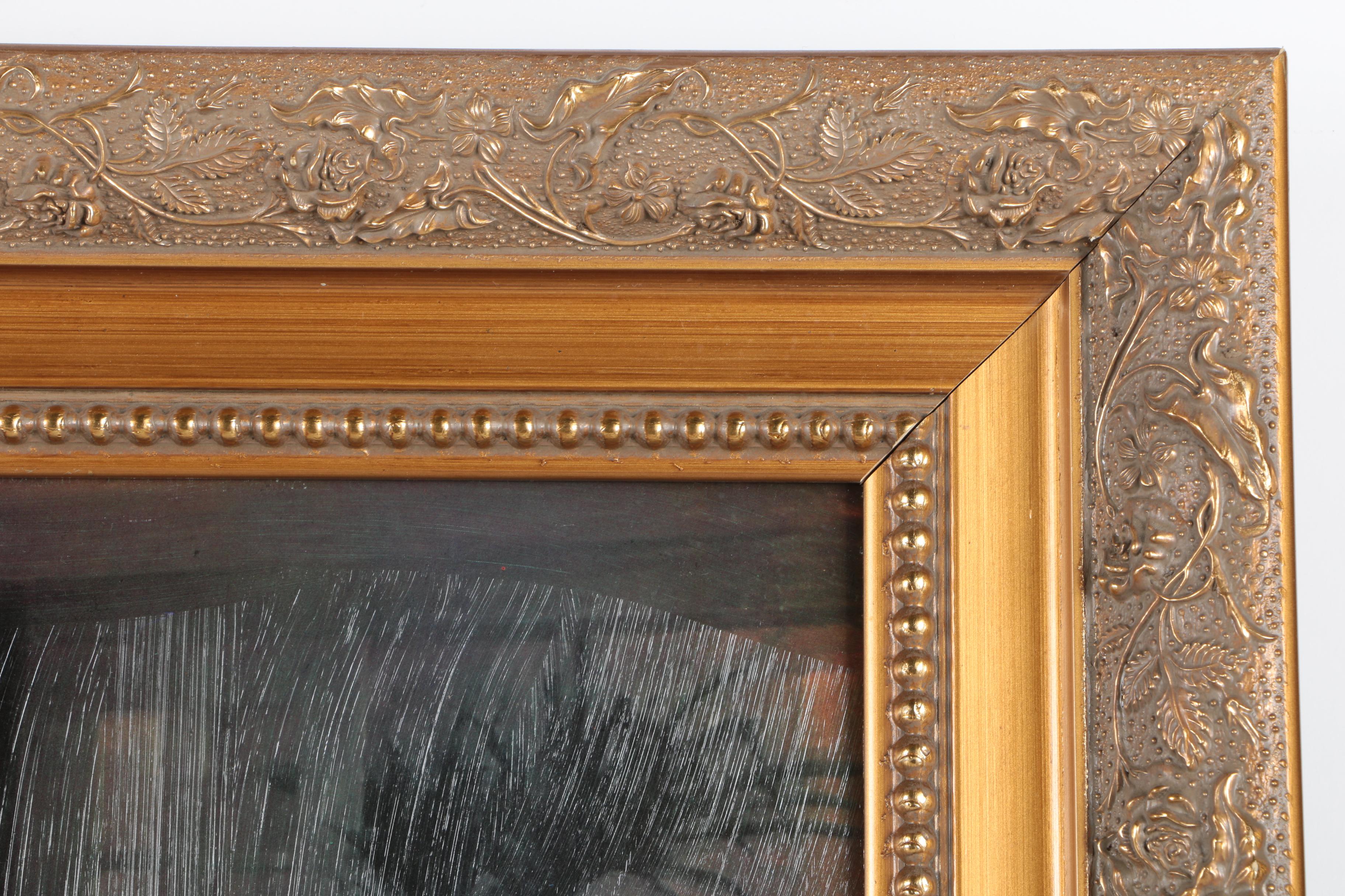 After Jules-Alexandre Grün Textured Offset Lithograph "The Dinner Party"