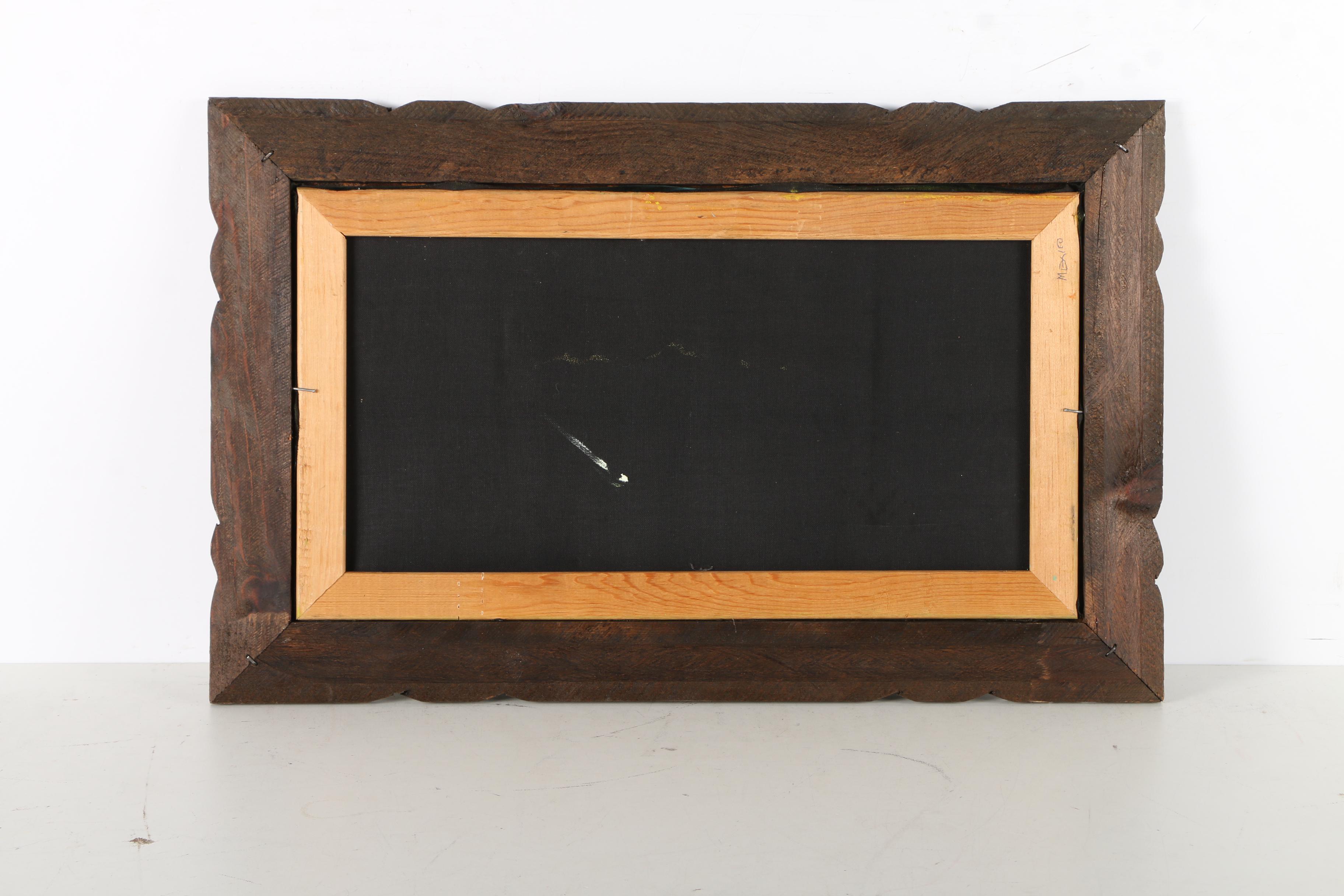 Oil Painting on Stretched Velvet of a River Landscape