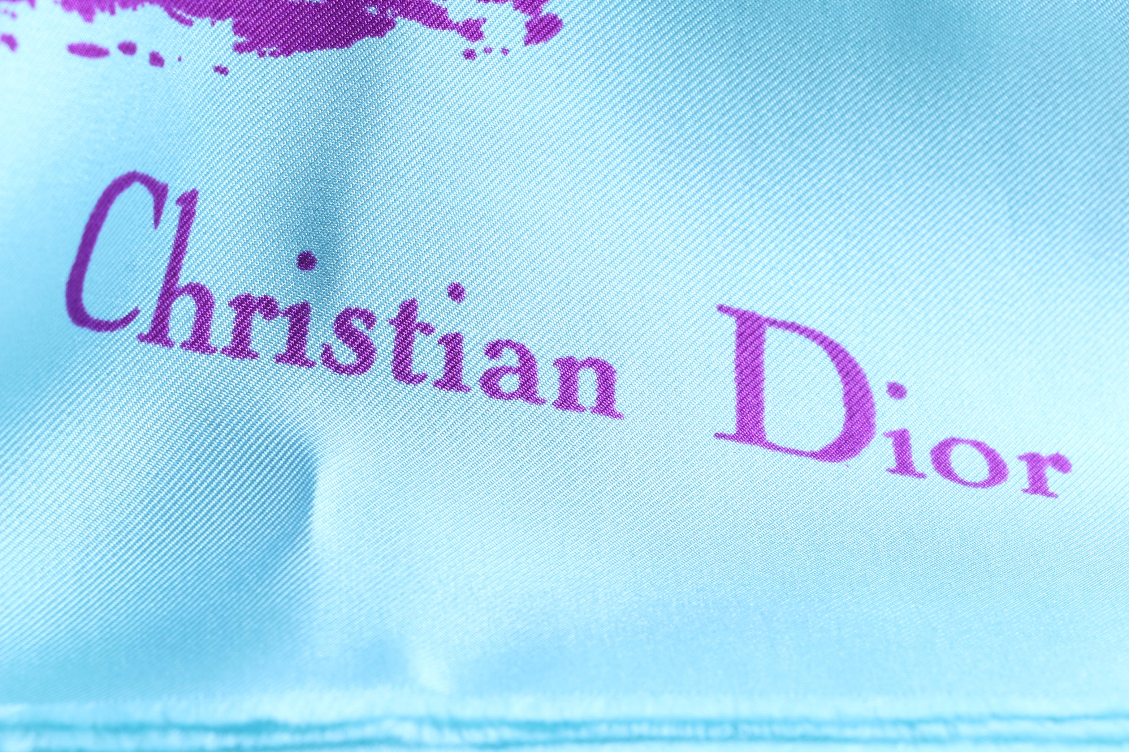 Christian Dior Purple and Blue Silk Scarf