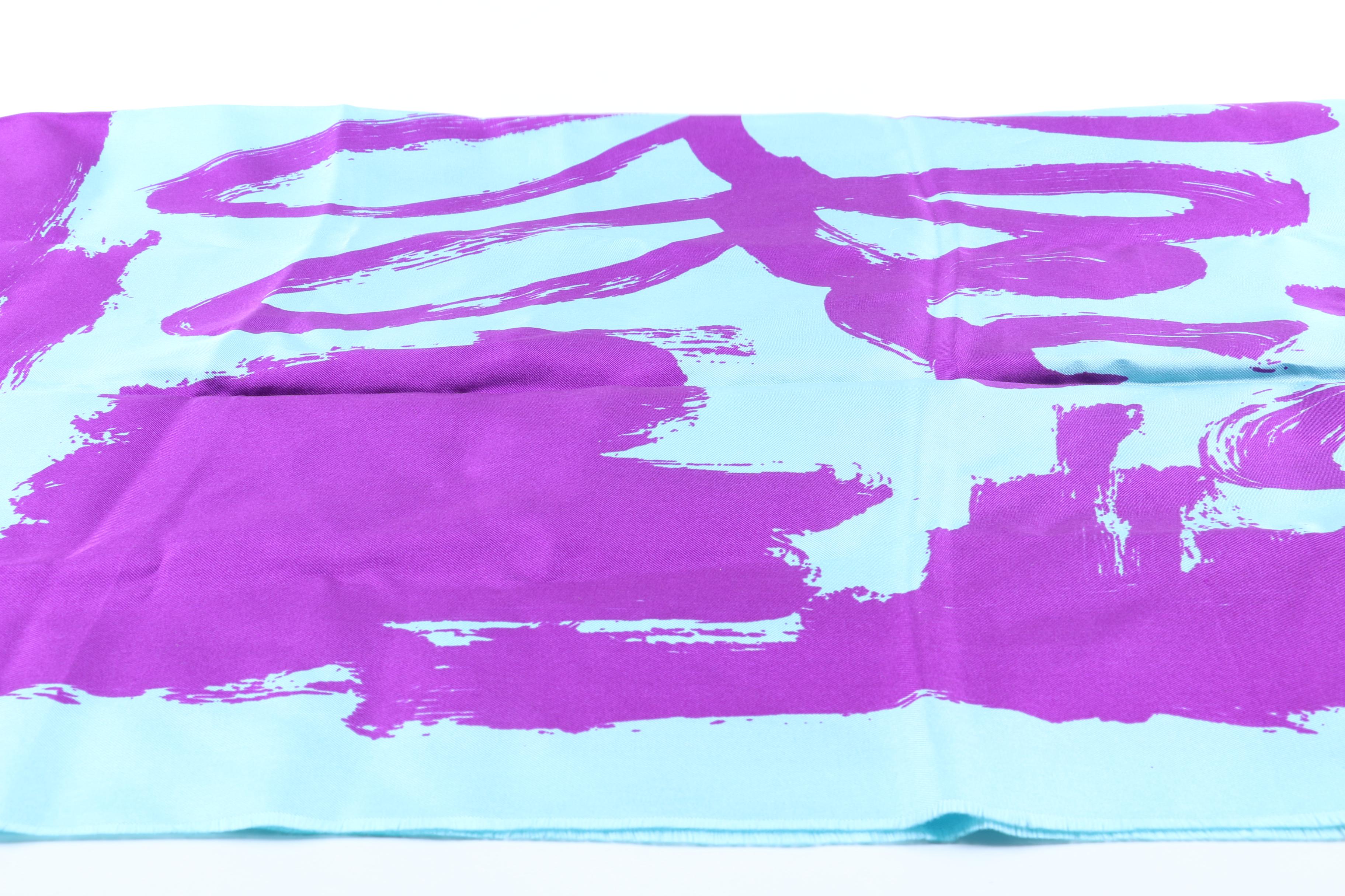 Christian Dior Purple and Blue Silk Scarf