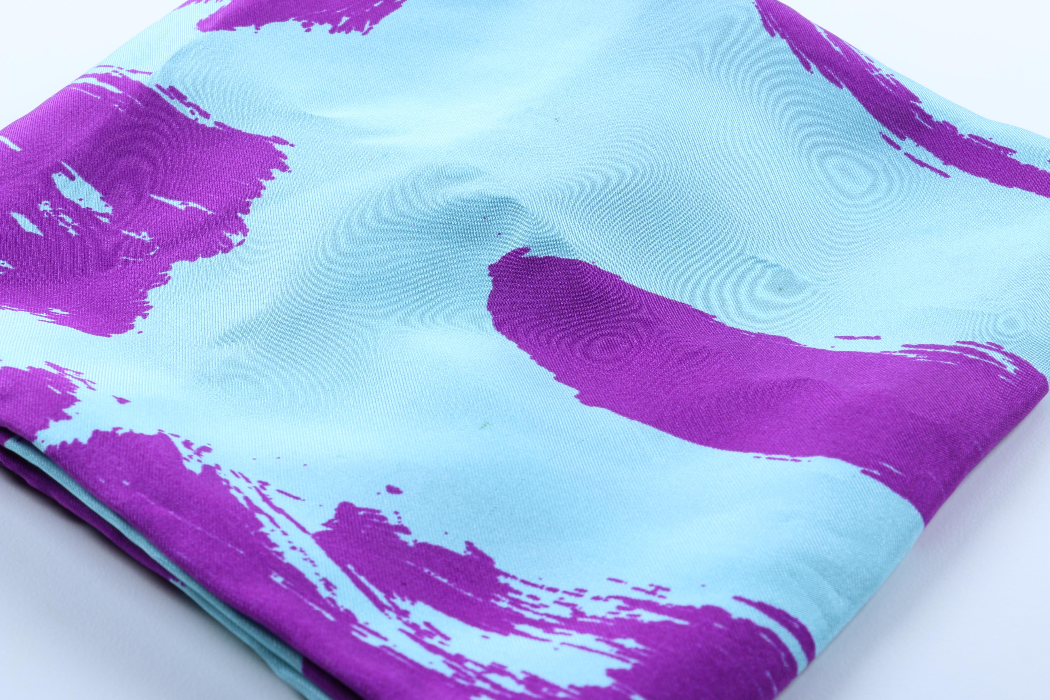 Christian Dior Purple and Blue Silk Scarf