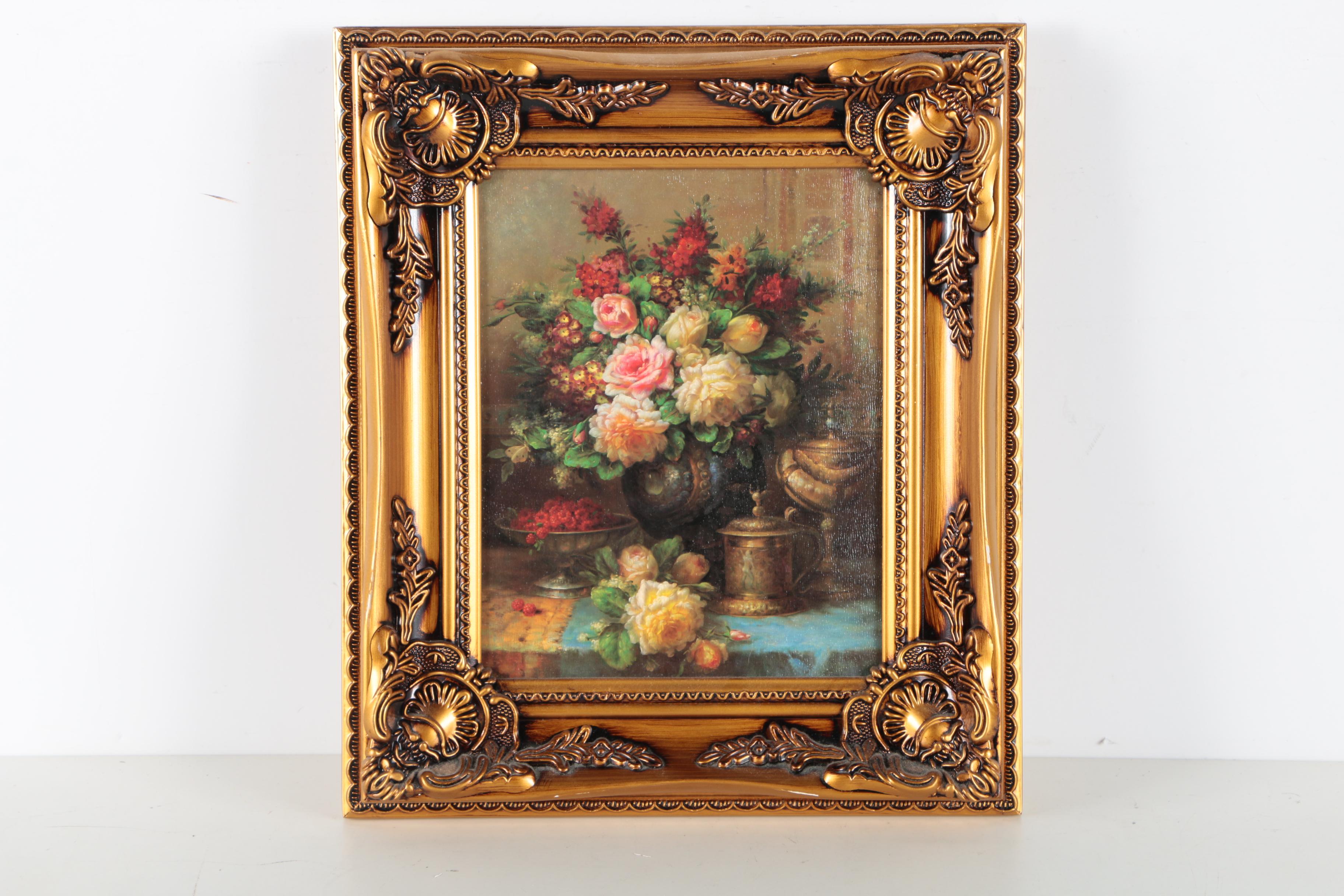 Offset Lithographs of Abundant Flower Still Lifes