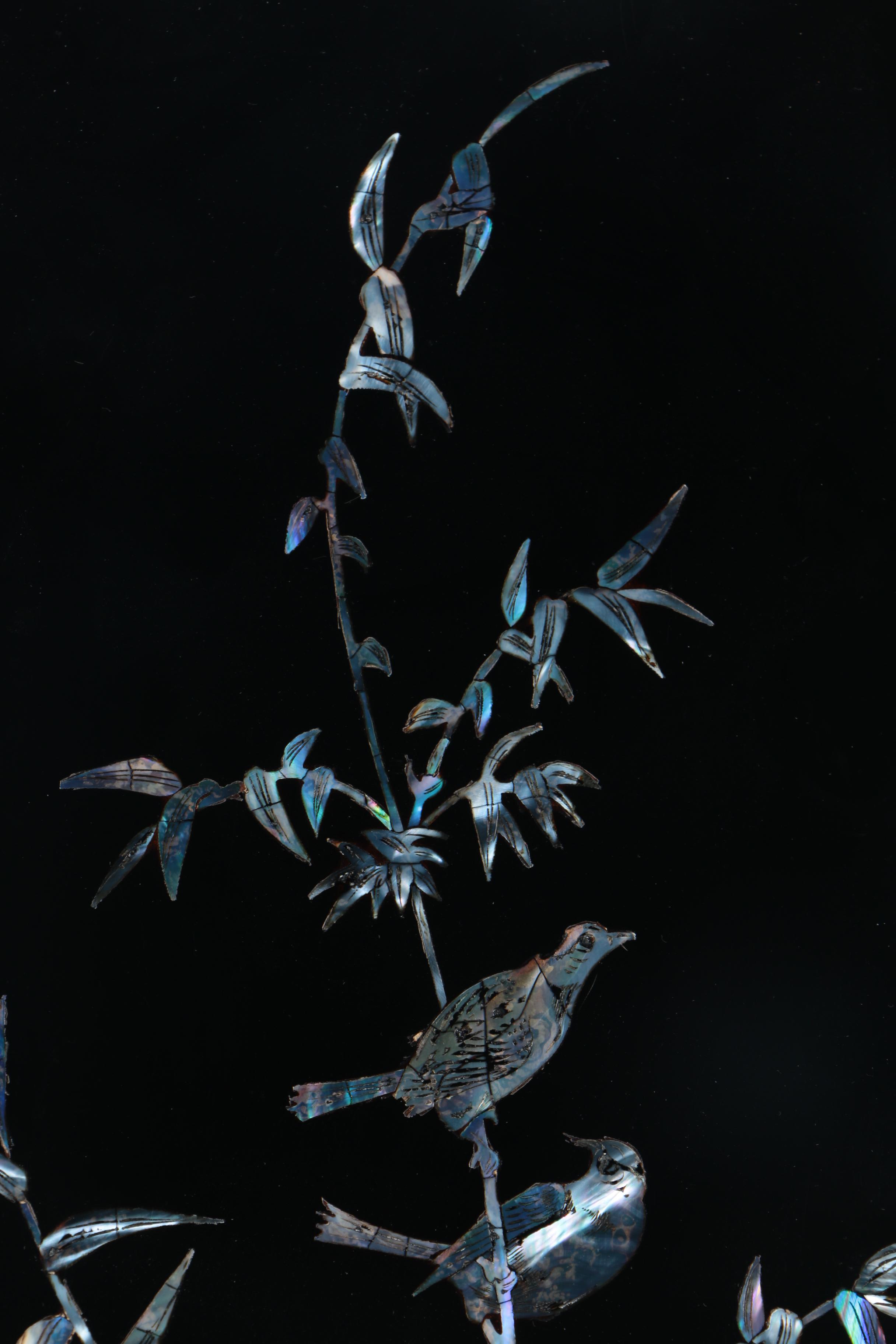 Mother of Pearl Inlay on Wood of Nature Composition