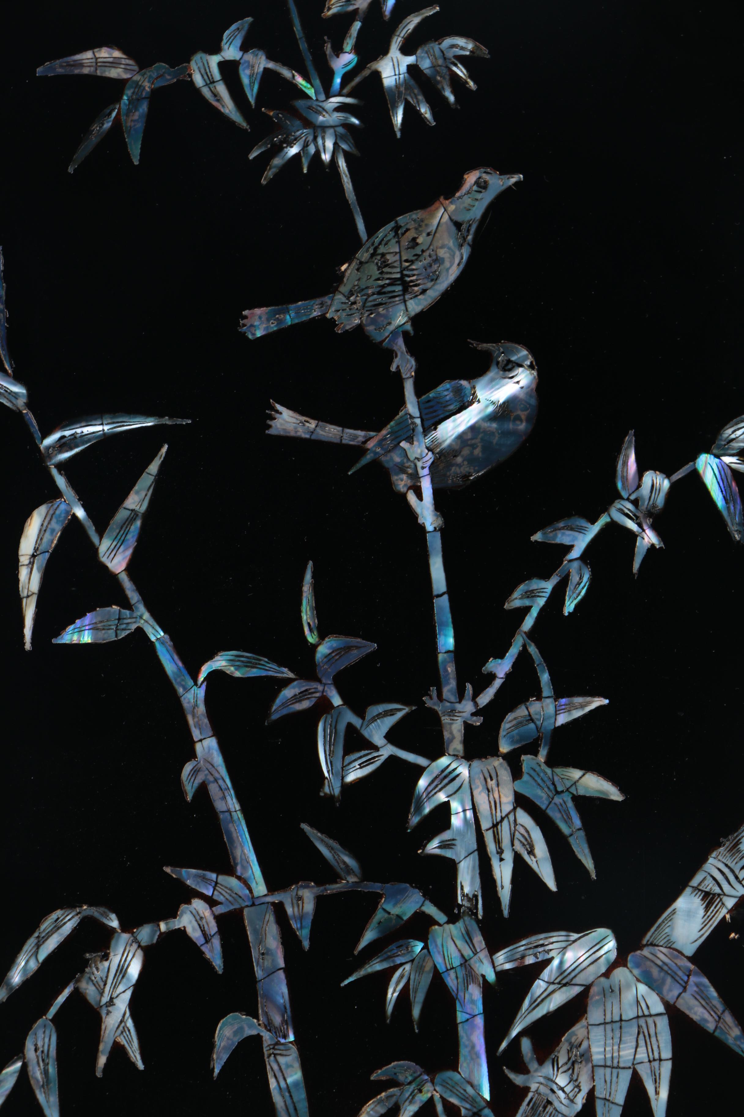 Mother of Pearl Inlay on Wood of Nature Composition