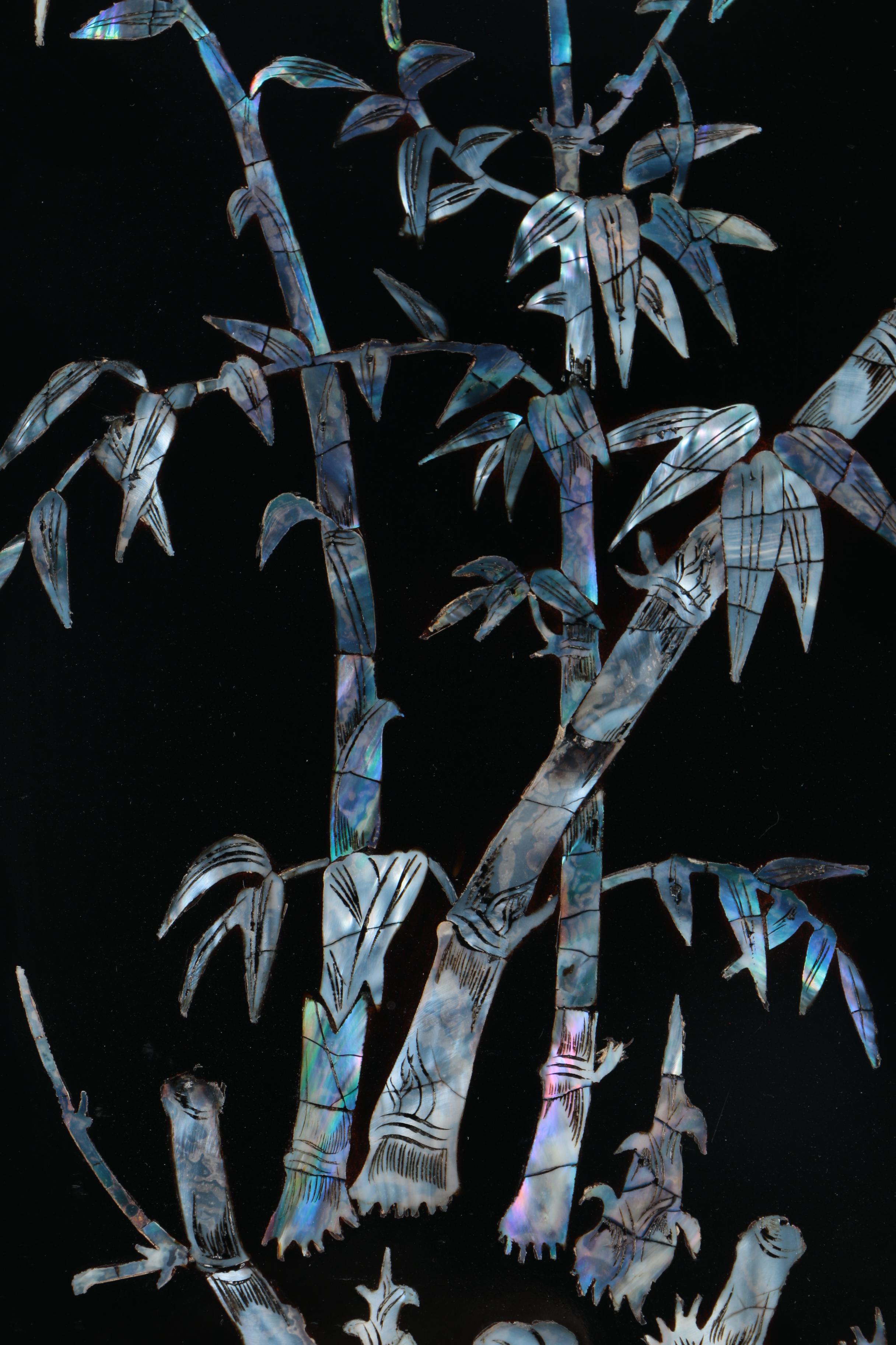 Mother of Pearl Inlay on Wood of Nature Composition