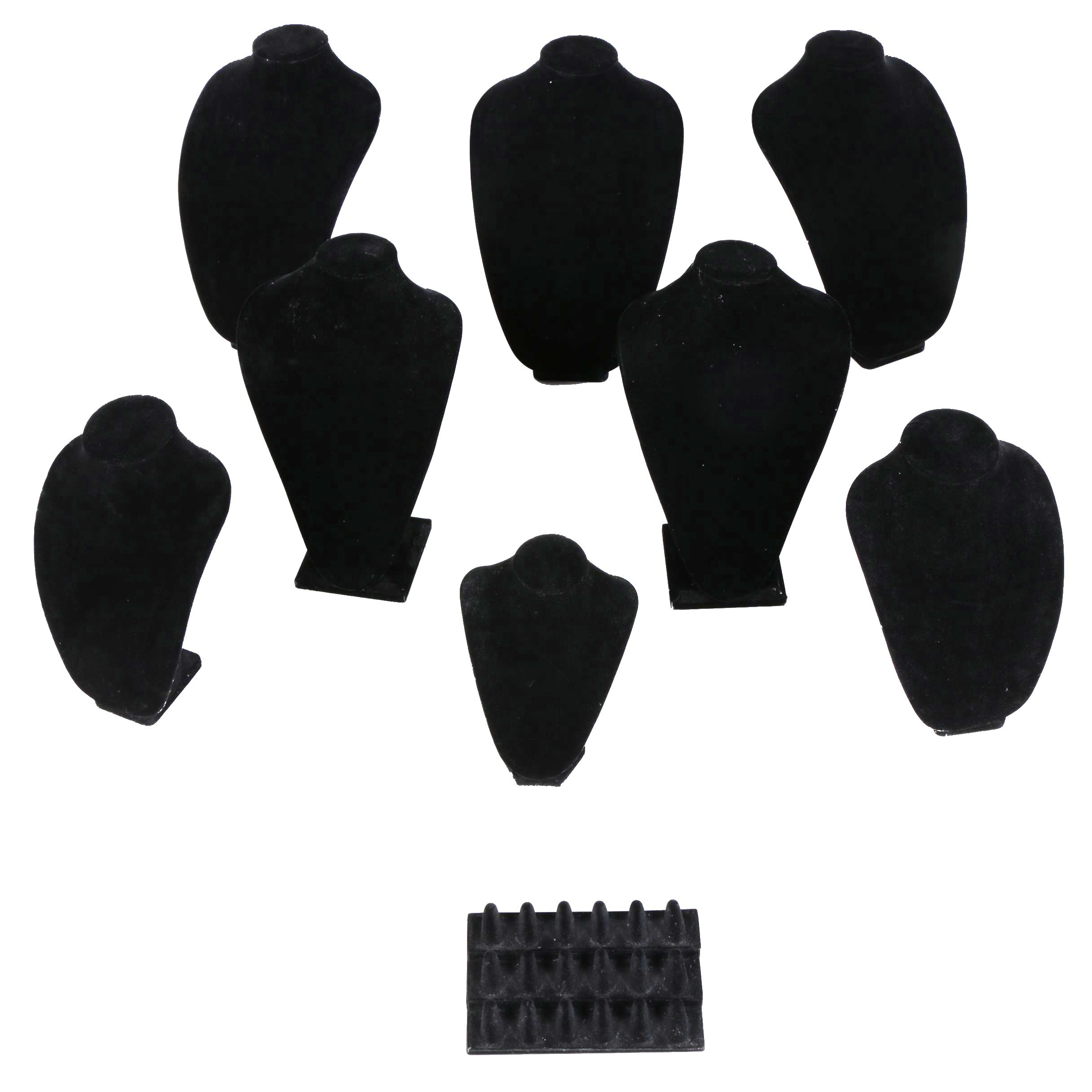 Assorted Black Velvet Necklace Displays and Ring Display