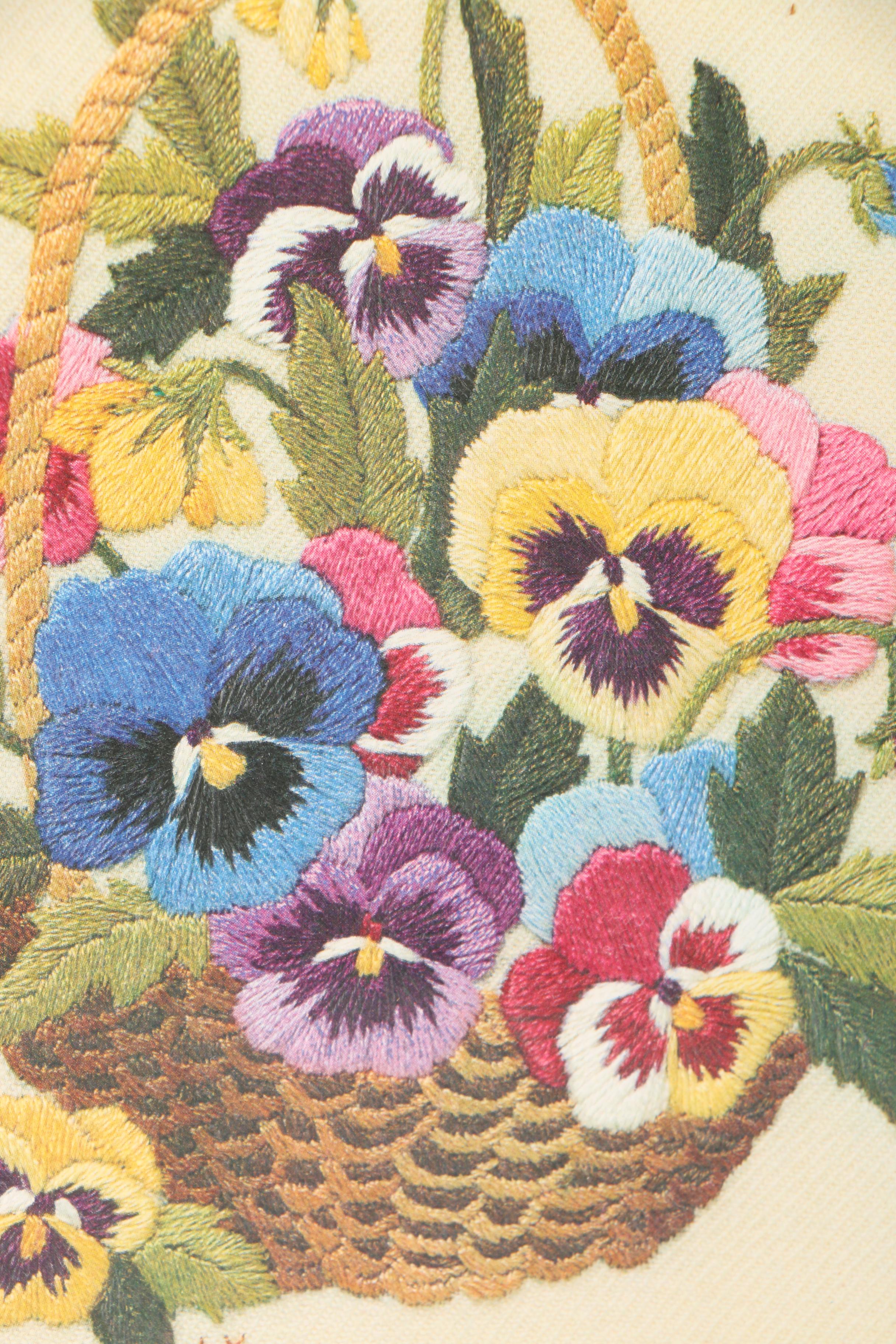 Offset Lithograph of Floral Embroidery