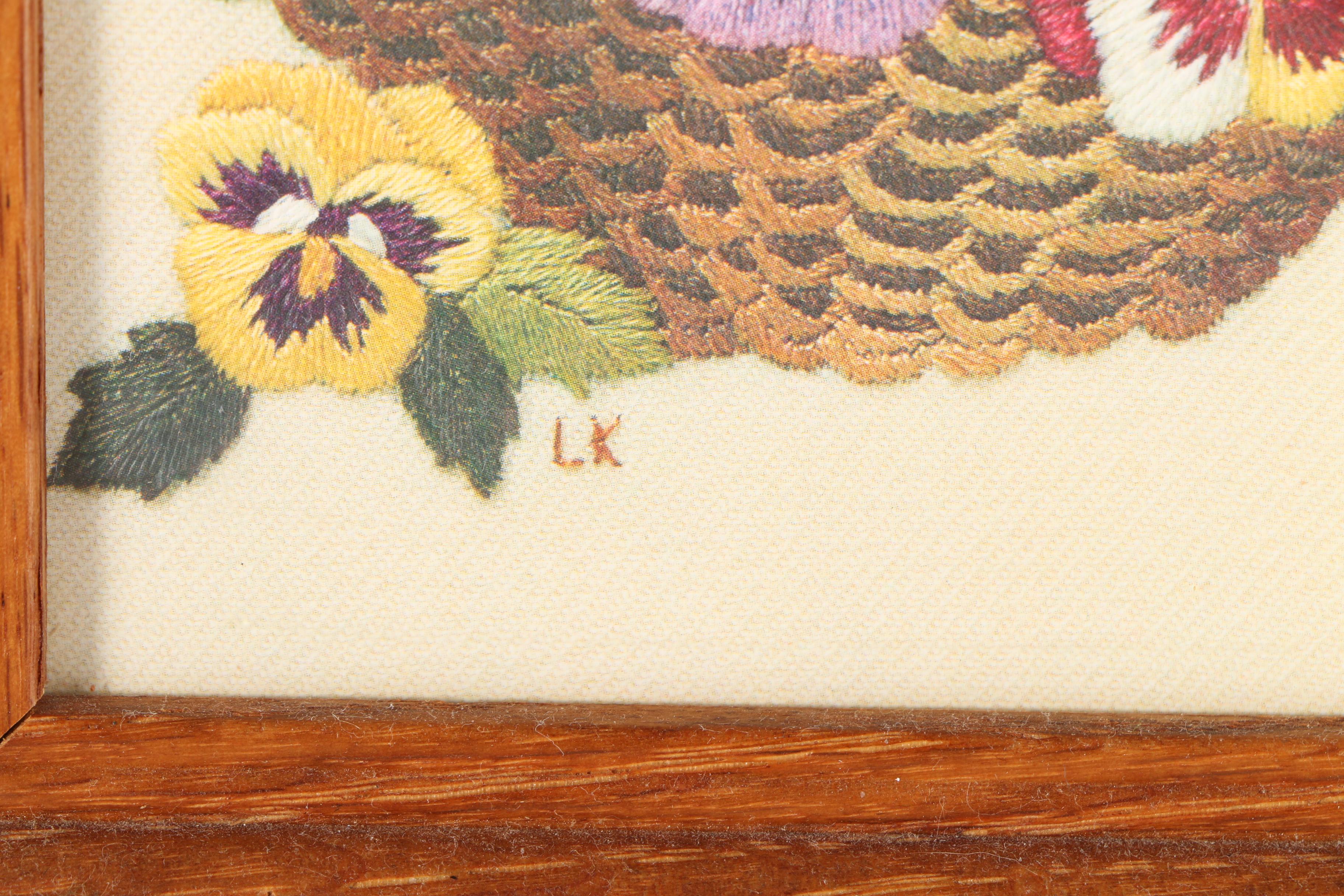 Offset Lithograph of Floral Embroidery