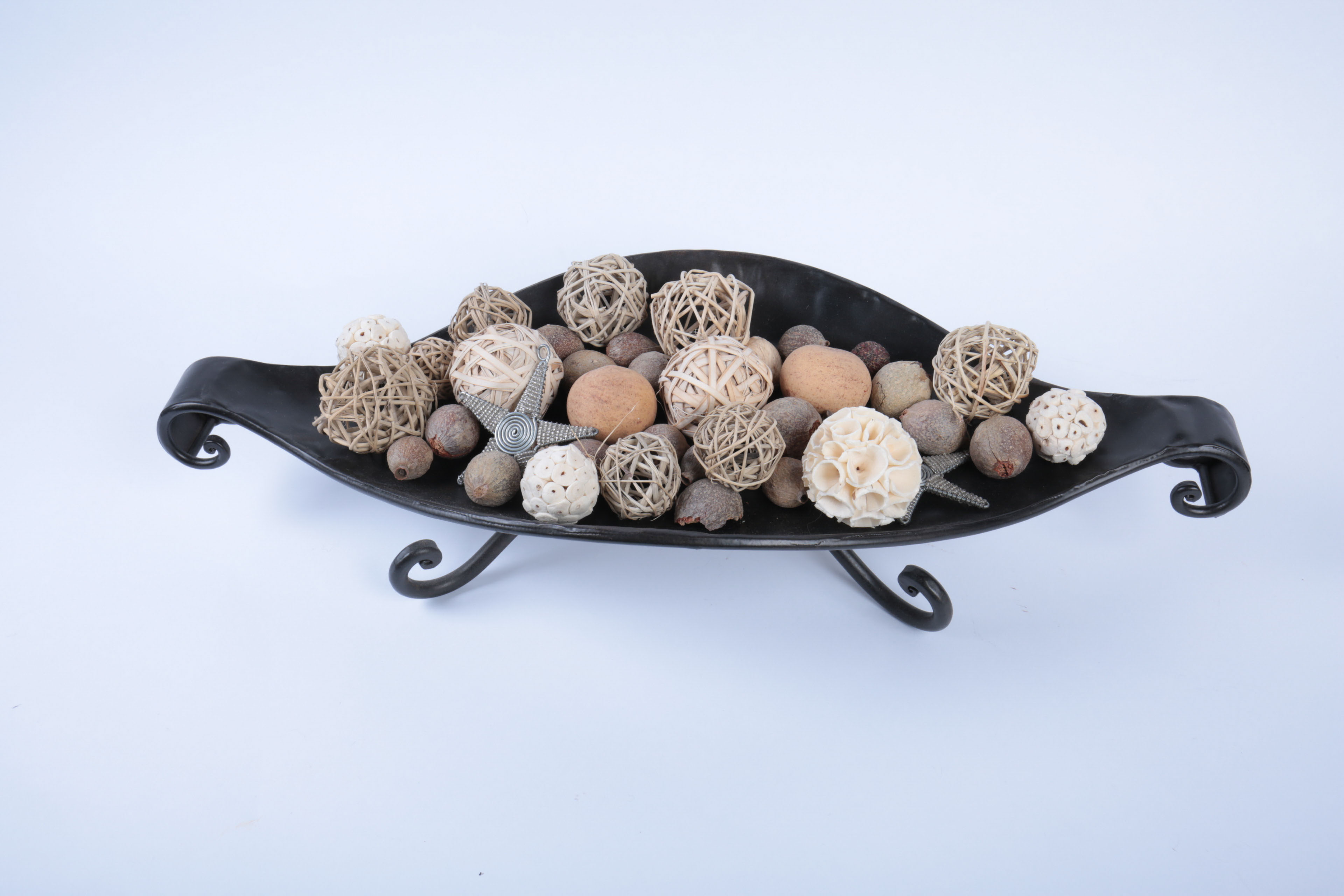 Collection of Ornate Black and Gold Tone Decor